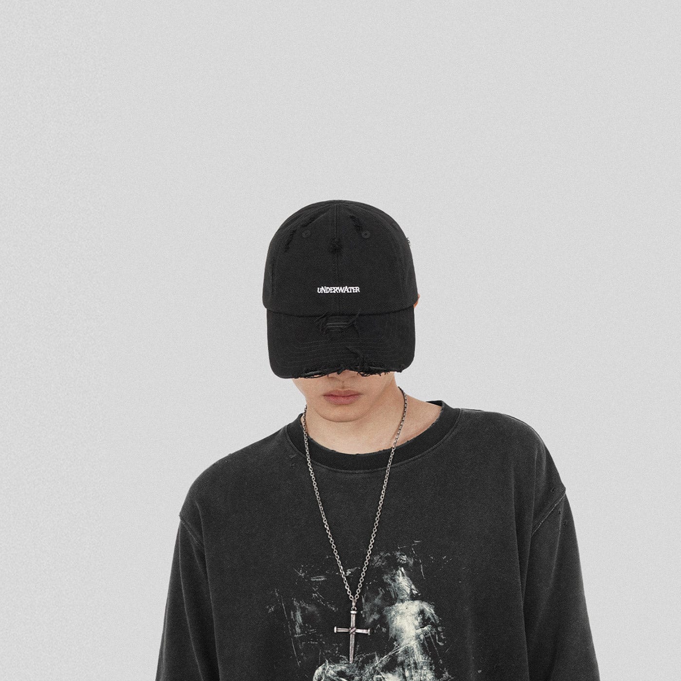 UNDERWATER Ripped Logo Hat, premium urban and streetwear designers apparel on PROJECTISR.com, UNDERWATER