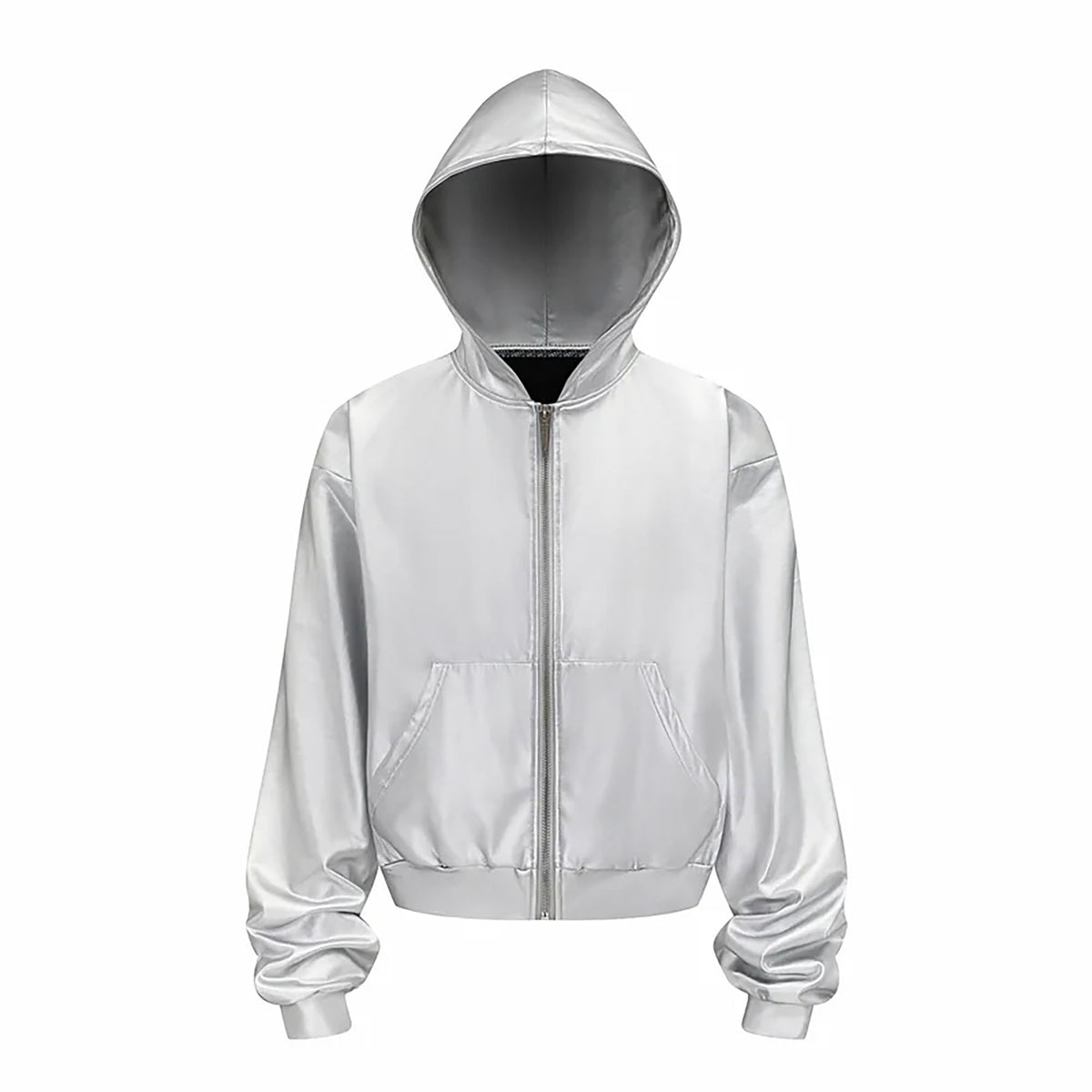 REBEL WAVE Silver Zippered Graphic Hoodie