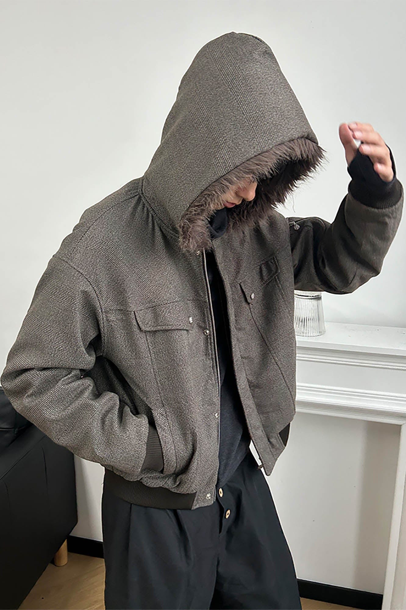 KREATE Padded Faux Fur Collar Utility Jacket, premium urban and streetwear designers apparel on PROJECTISR.com, KREATE
