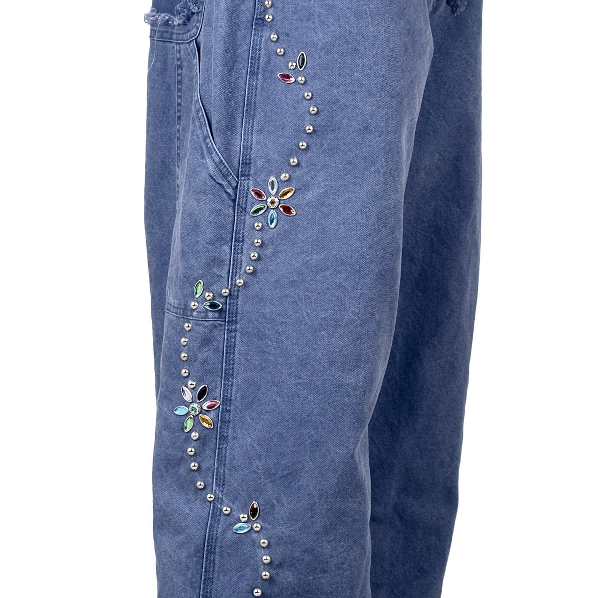 ZWDH Studded Floral Straight-Leg Jeans — square · side