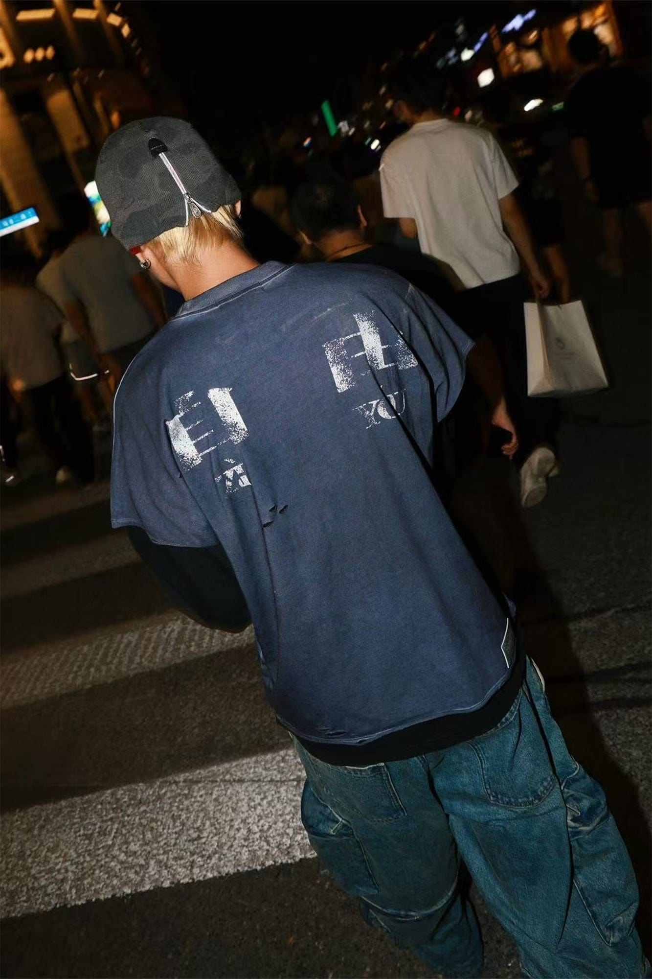 TECNINEGROUP Distressed Blue-Dyed Graphic T-Shirt, premium urban and streetwear designers apparel on PROJECTISR.com, TECNINEGROUP
