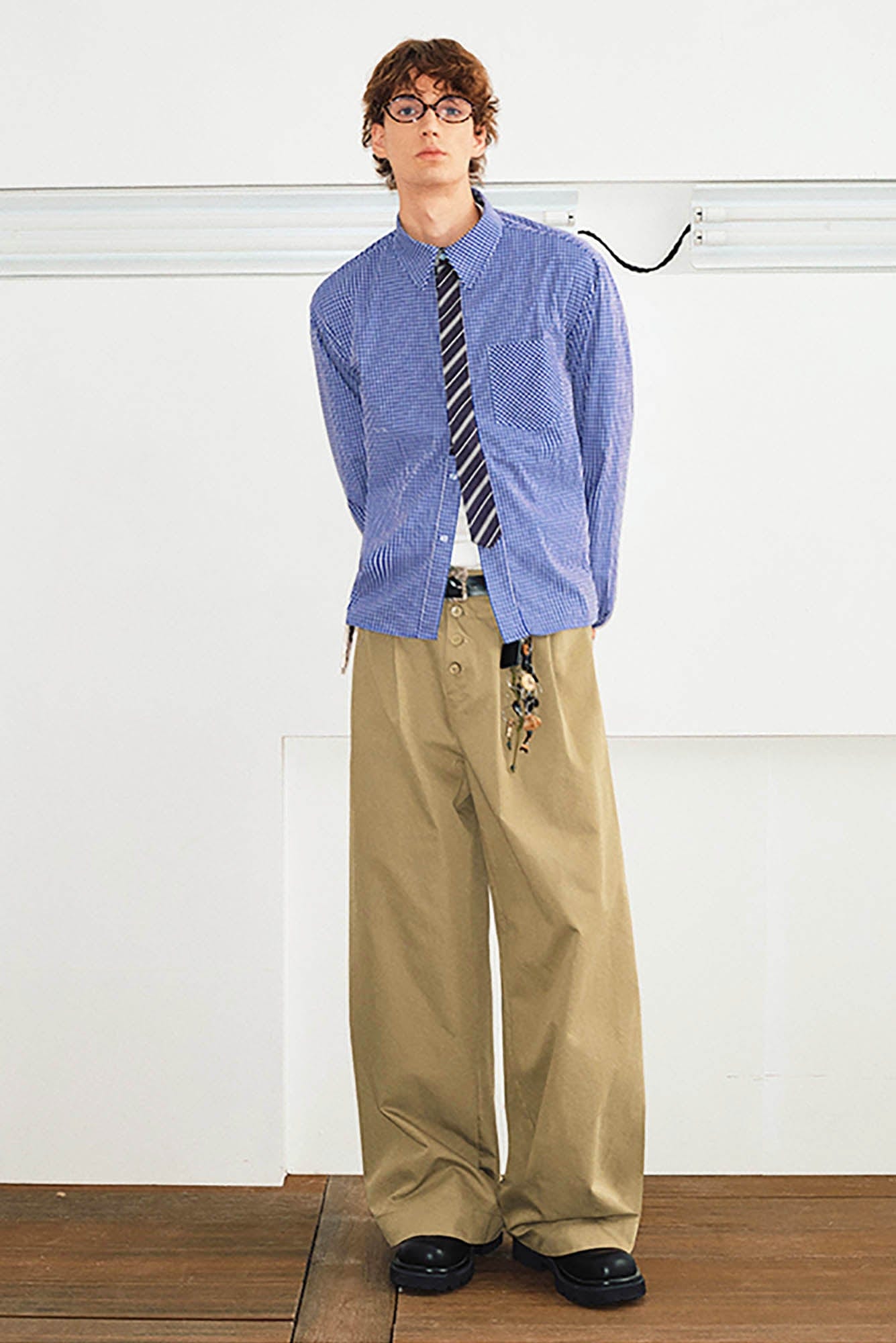 KREATE Crinkled Button-Fly Wide-Leg Pants, premium urban and streetwear designers apparel on PROJECTISR.com, KREATE