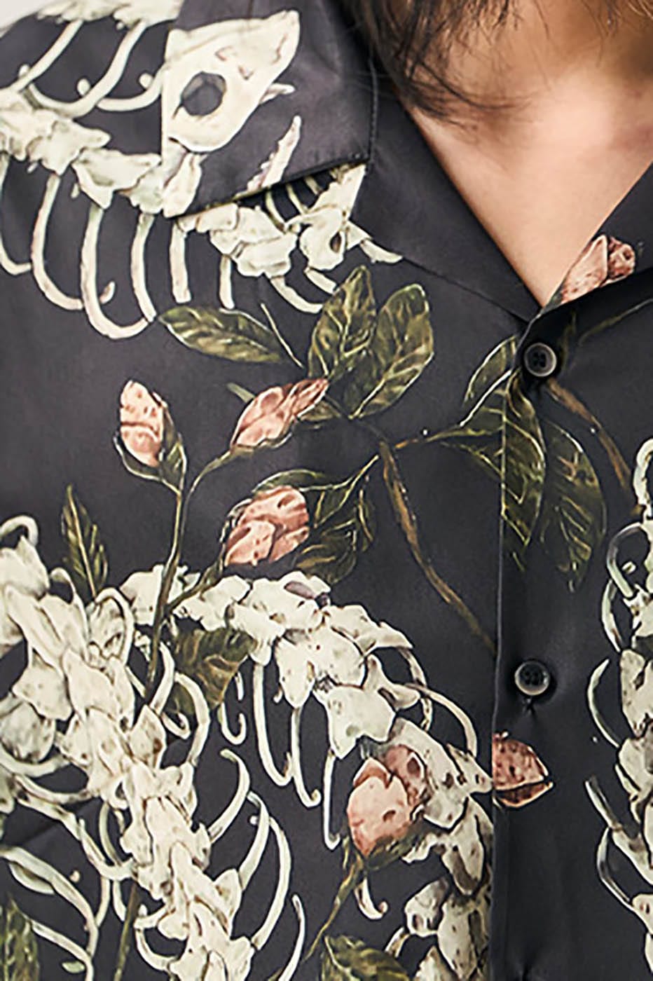 EPIC POETRY Floral Serpent Skeleton Half Shirt, premium urban and streetwear designers apparel on PROJECTISR.com, EPIC POETRY
