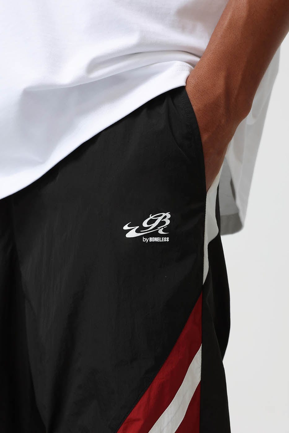 BONELESS Deconstructed Contrast Straight Pants, premium urban and streetwear designers apparel on PROJECTISR.com, BONELESS