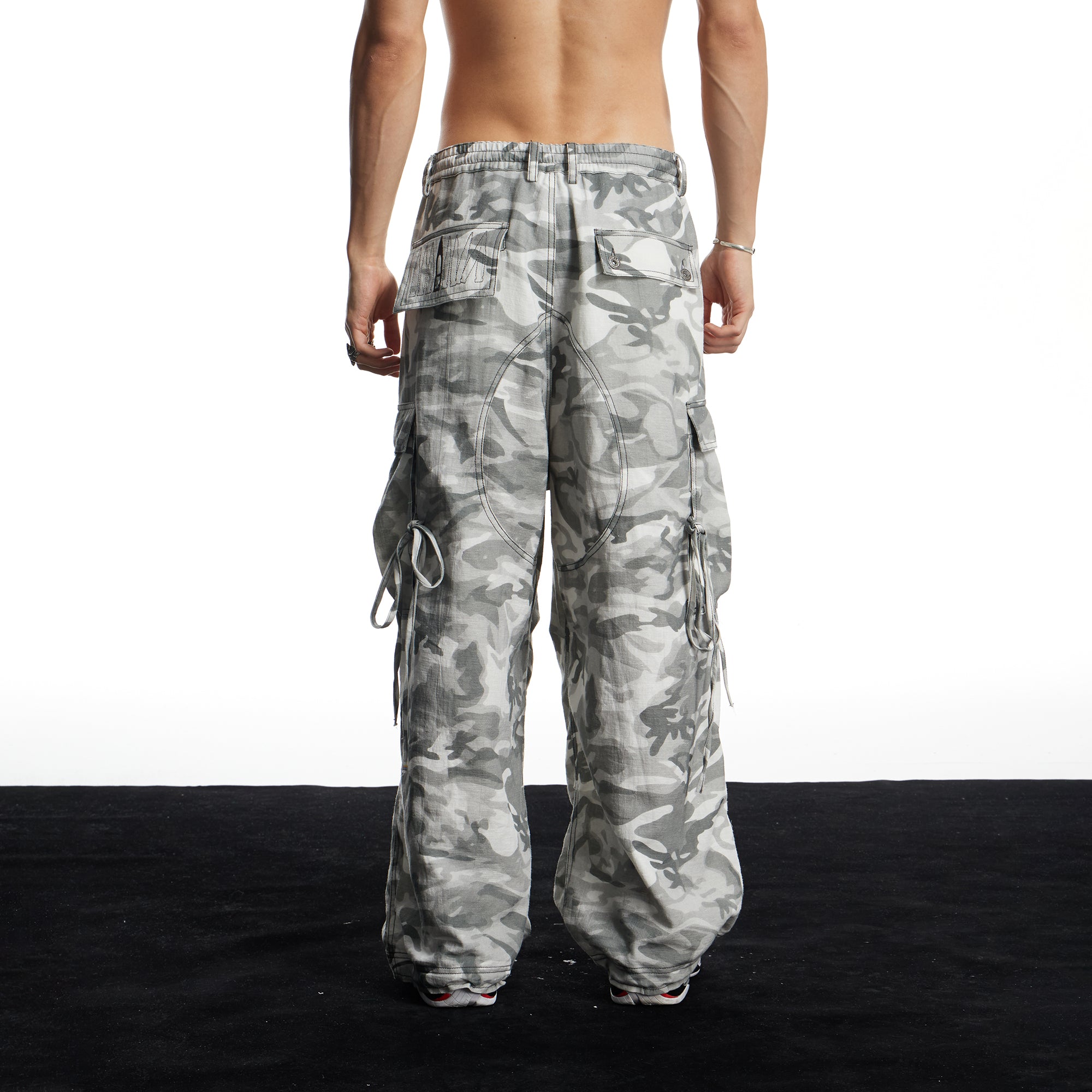 DND4DES Drawstring Camo Cargo Wide-Leg Pants