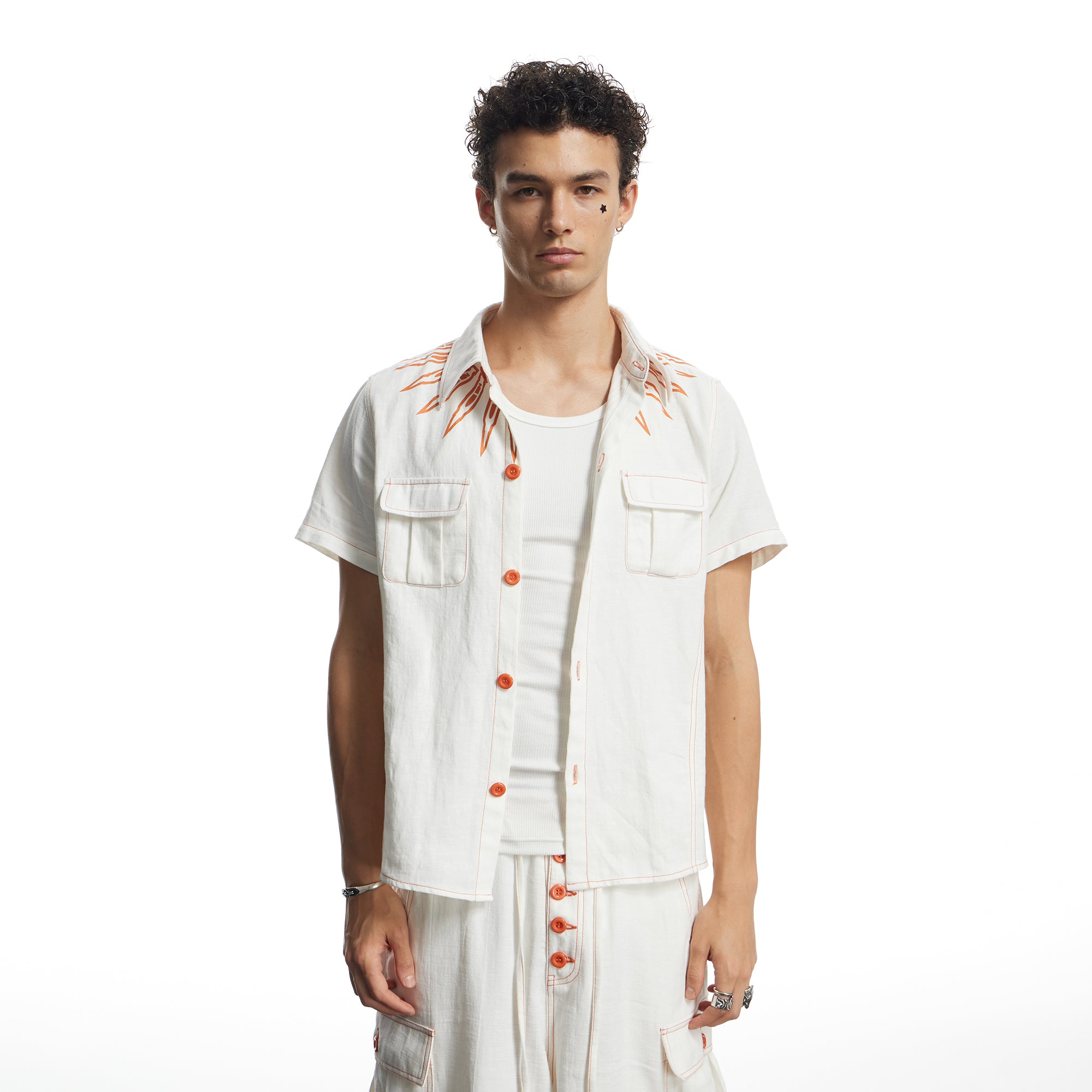 DND4DES Contrast Bullet Stitch Half Shirt
