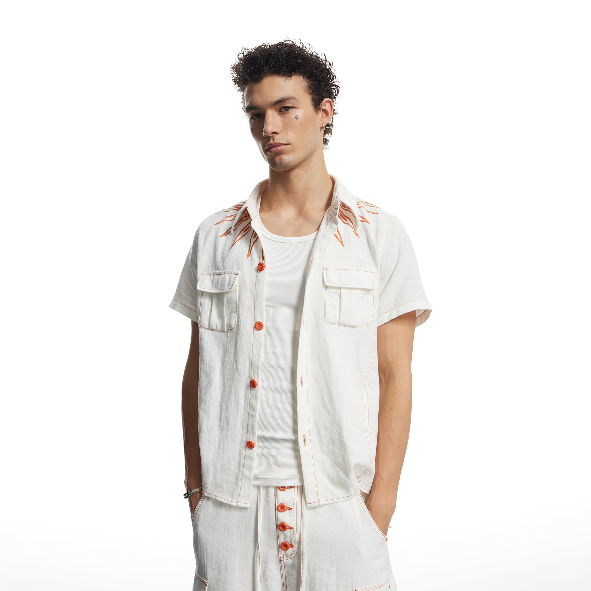 DND4DES Contrast Bullet Stitch Half Shirt