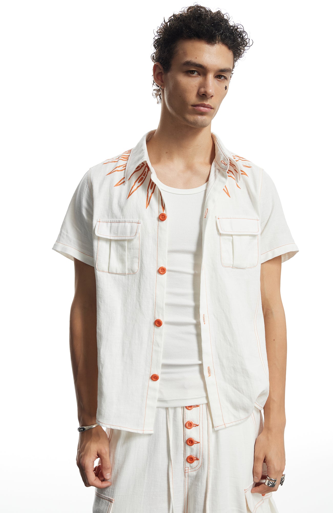 DND4DES Contrast Bullet Stitch Half Shirt
