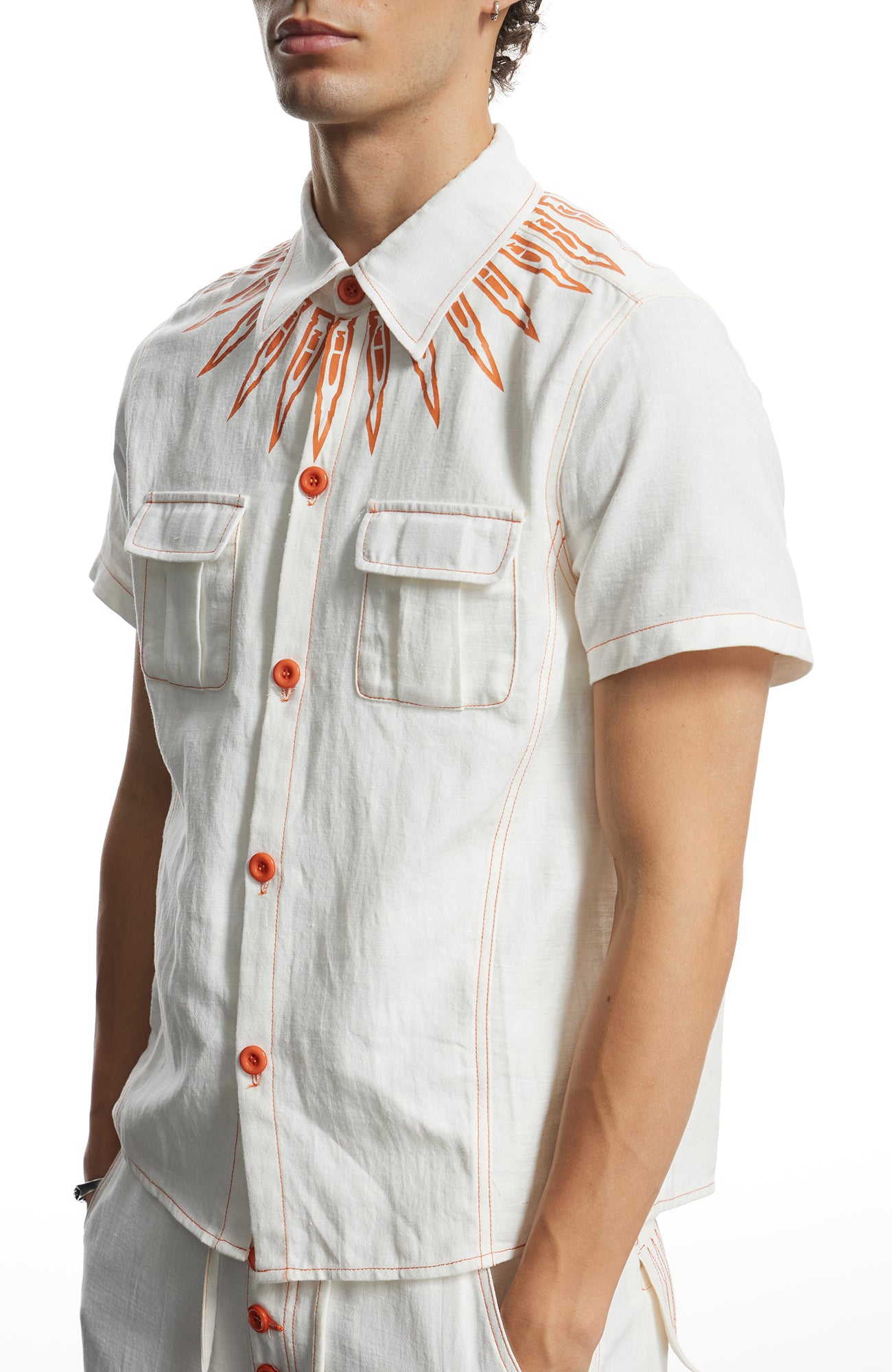 DND4DES Contrast Bullet Stitch Half Shirt