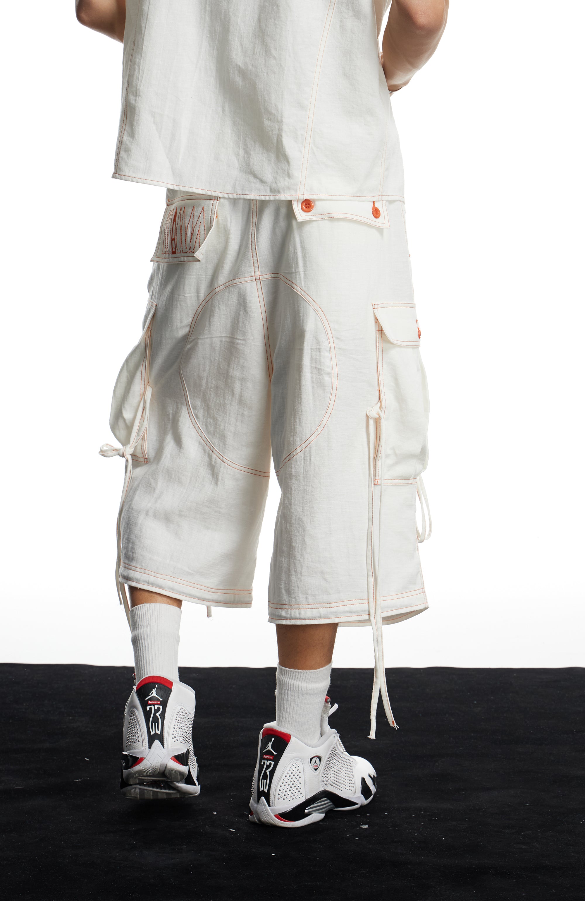 DND4DES Contrast Stitch Cargo Wide-Leg Shorts