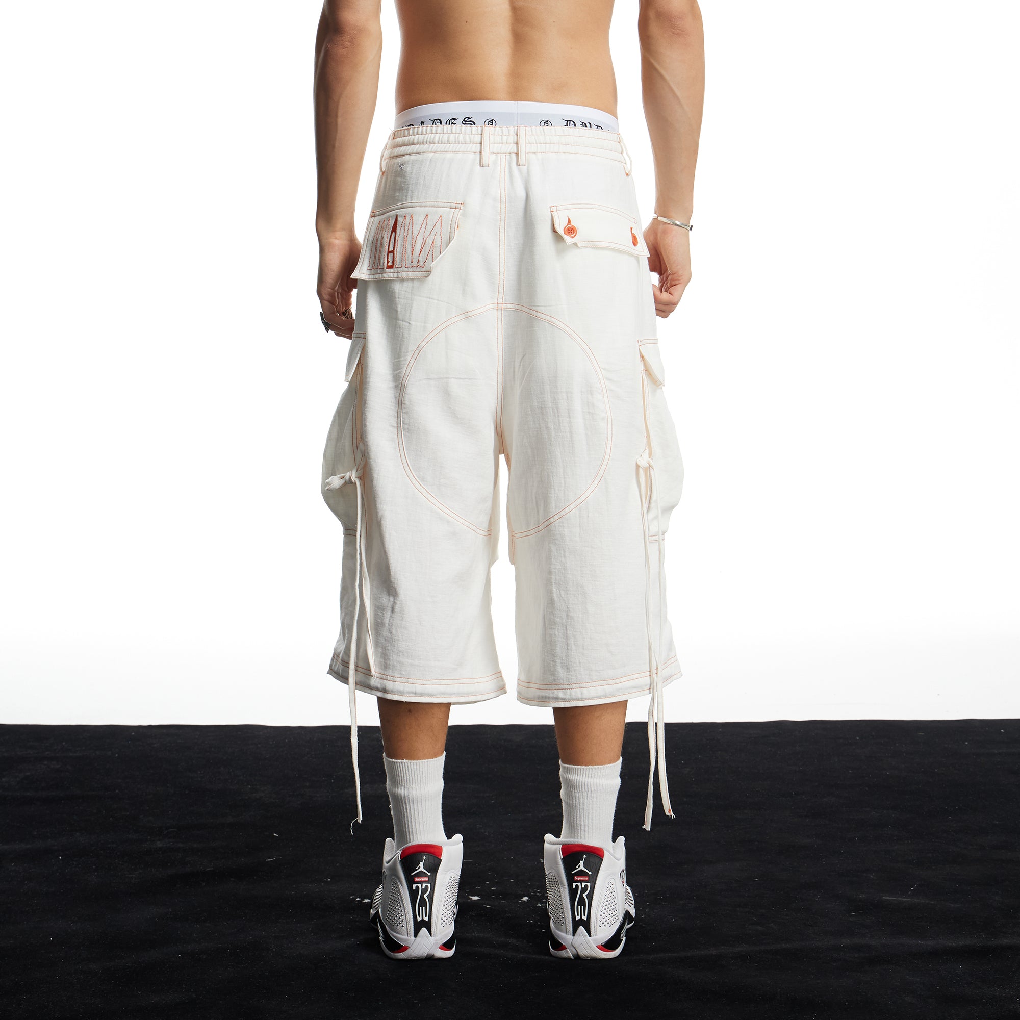 DND4DES Contrast Stitch Cargo Wide-Leg Shorts