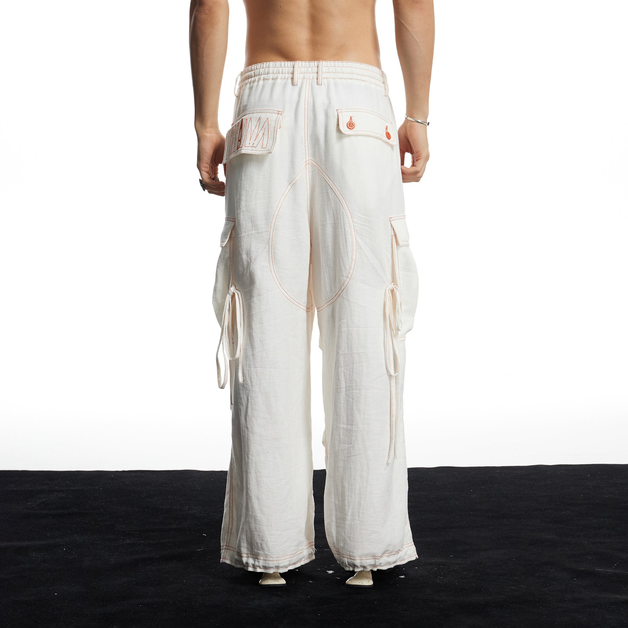 DND4DES Contrast Stitch Cargo Wide-Leg Trousers