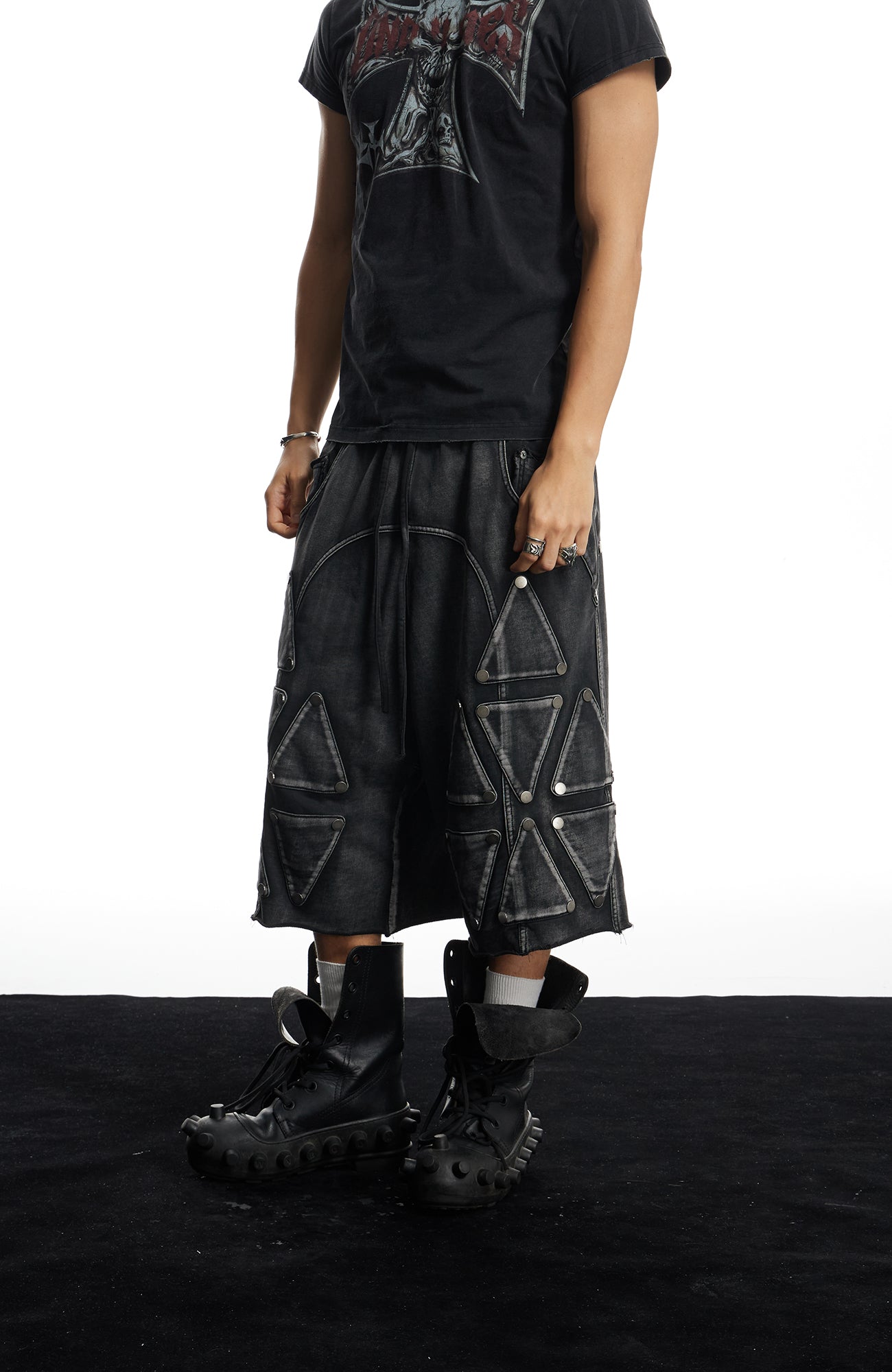 DND4DES Washed Geometric Panel Shorts
