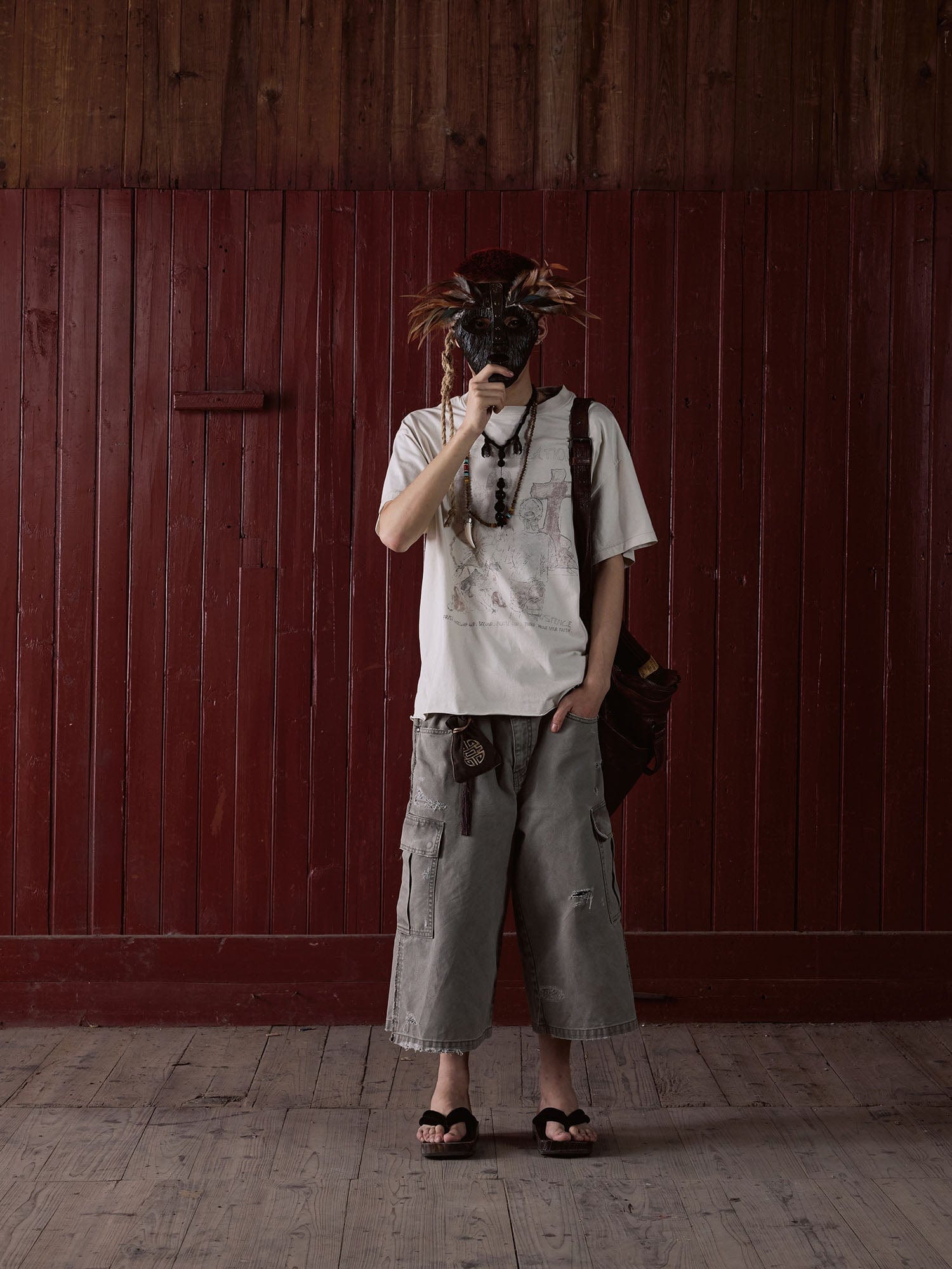 IN EXISTENCE Distressed Multi-Pocket Straight-Leg Cargo Shorts, premium urban and streetwear designers apparel on PROJECTISR.com, IN EXISTENCE