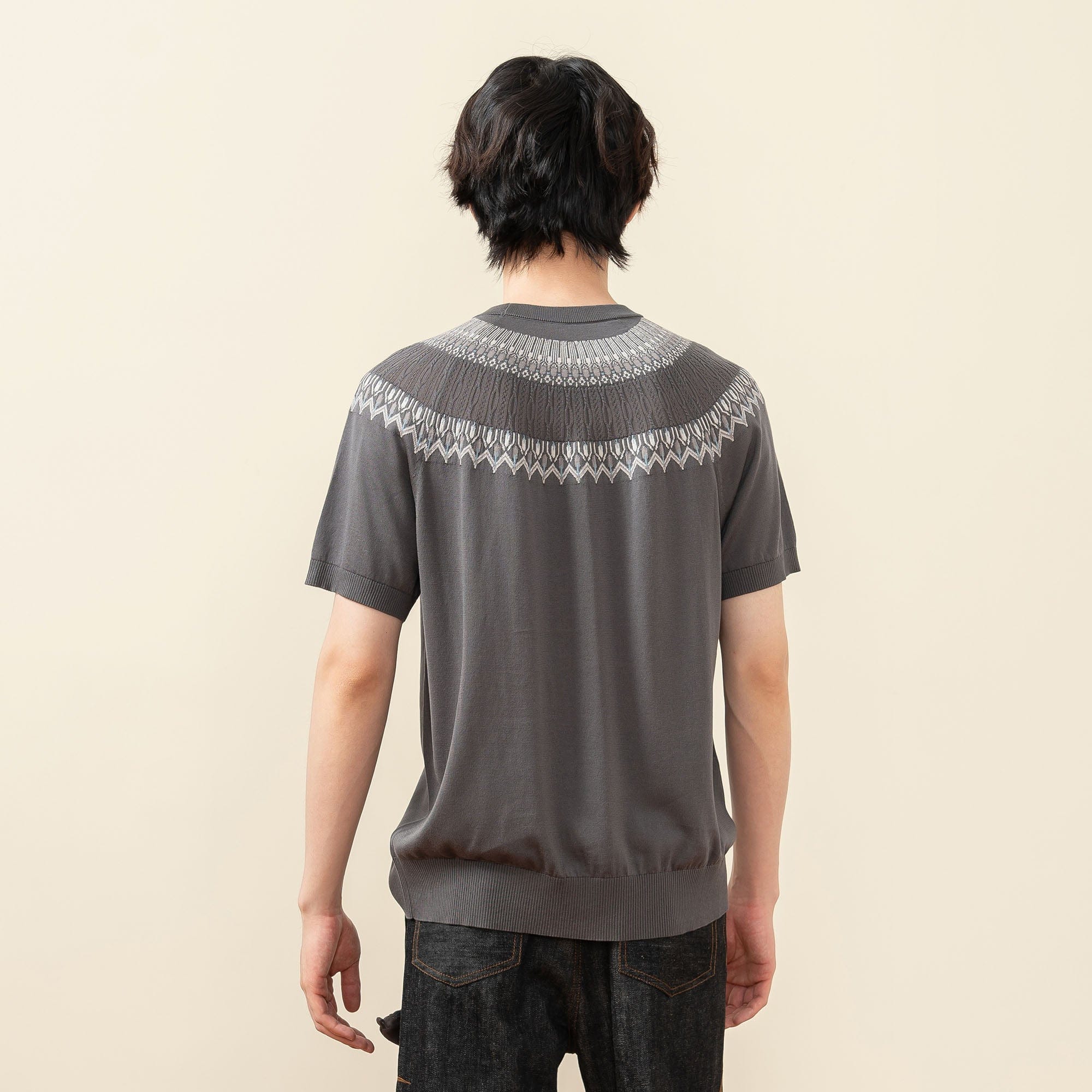 MOITIEDEPETALE Fair Isle Jacquard Tee, premium urban and streetwear designers apparel on PROJECTISR.com, MOITIEDEPETALE