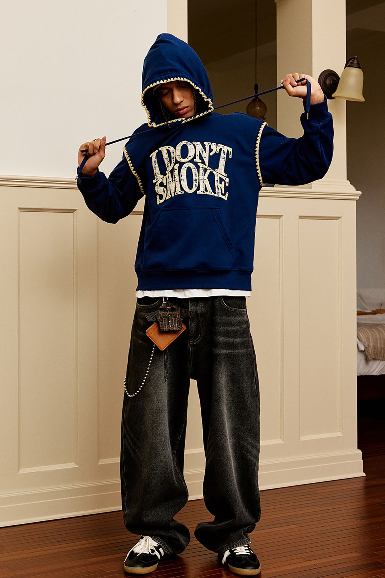 DONSMOKE Retro Embroidered Patch Whipstitch Hoodie, premium urban and streetwear designers apparel on PROJECTISR.com, DONSMOKE