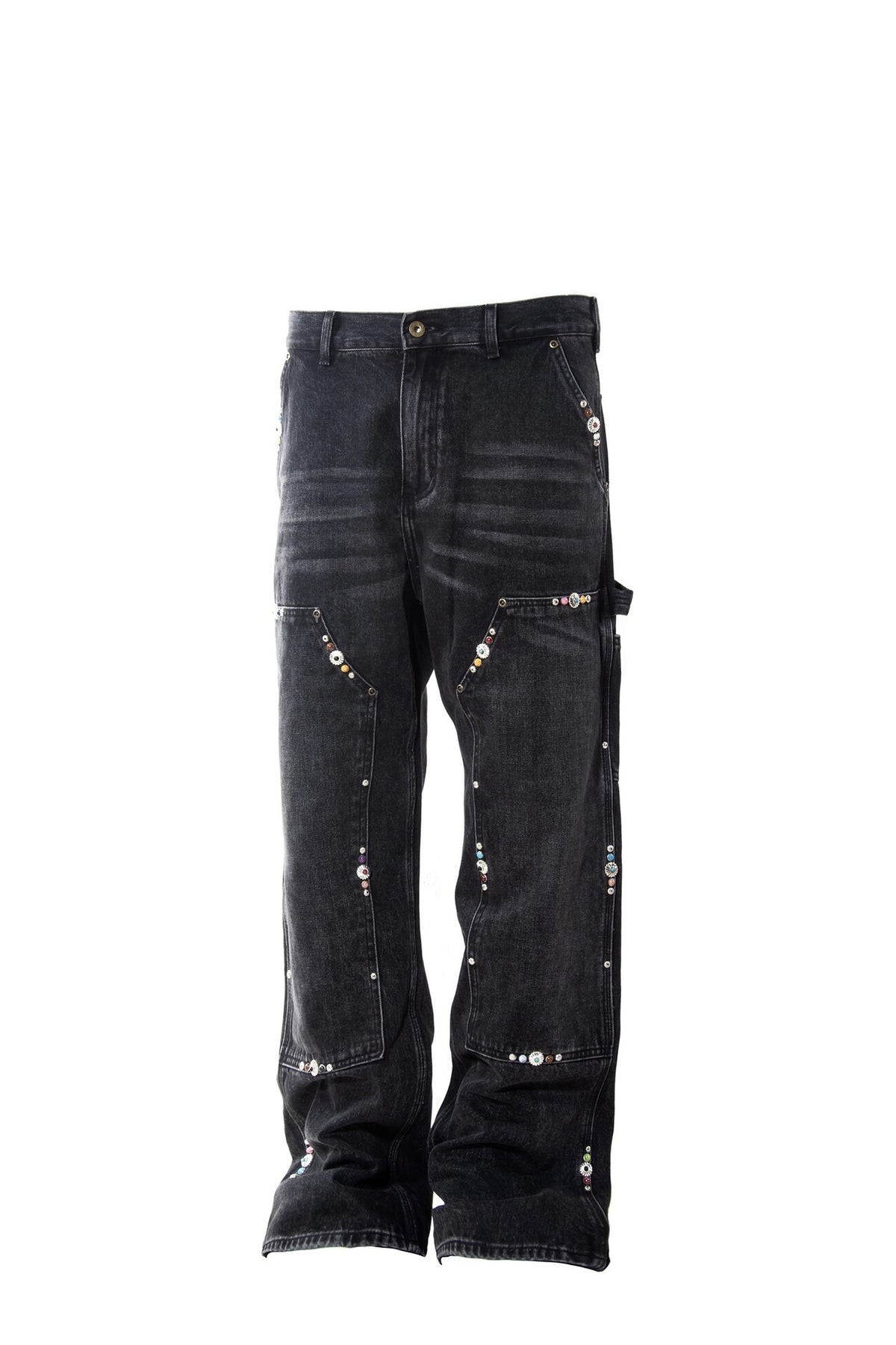 ZWDH Studded Relaxed-Fit Jeans — flat lay
