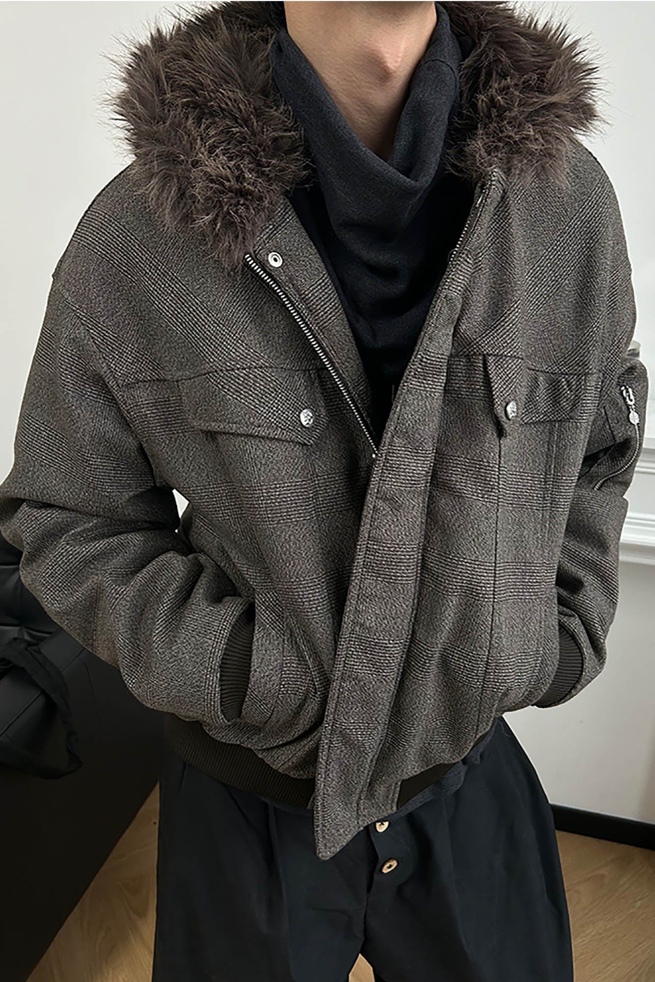 KREATE Padded Faux Fur Collar Utility Jacket, premium urban and streetwear designers apparel on PROJECTISR.com, KREATE