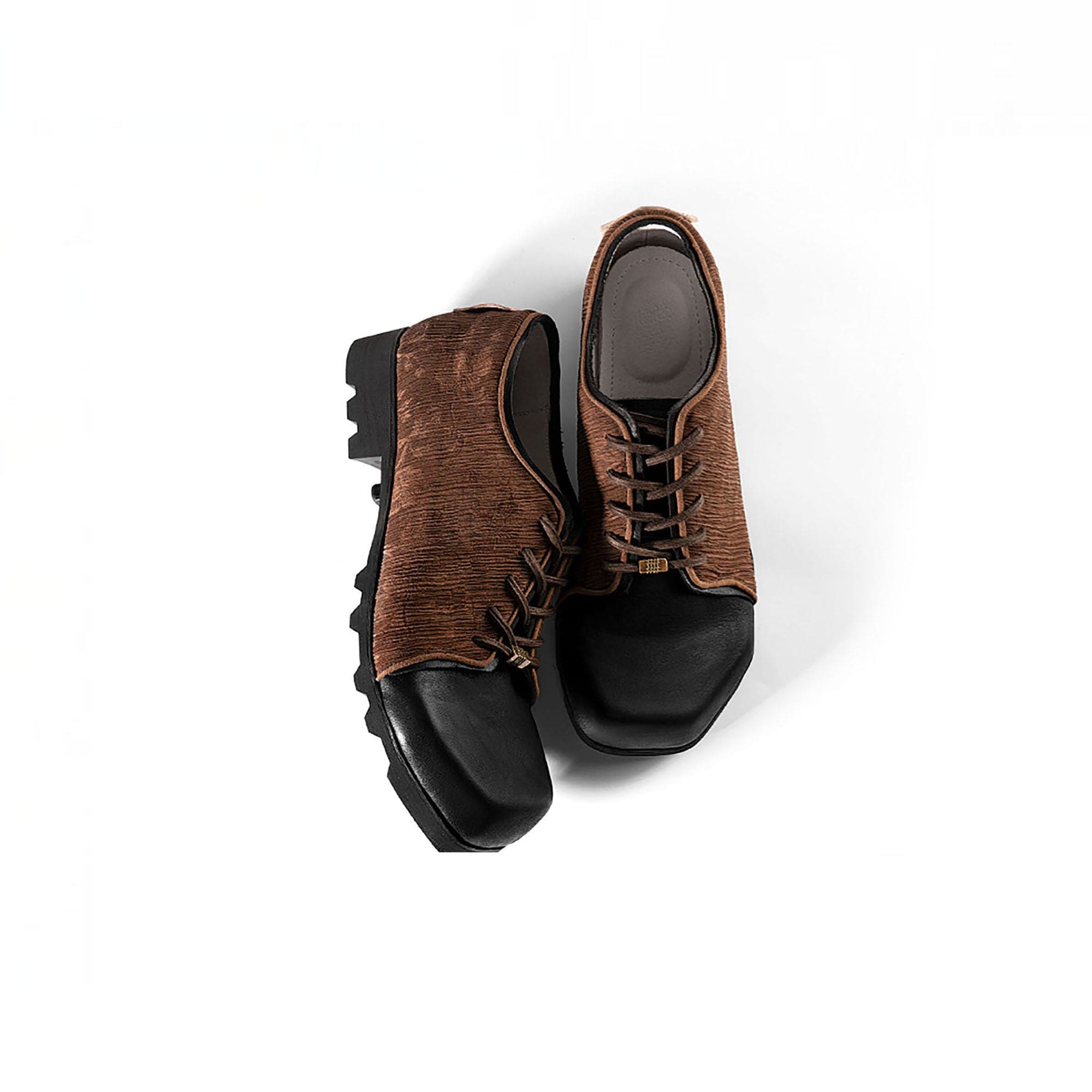 REWRITE Silk Panel Crinkled Square-Toe Derby Shoes, premium urban and streetwear designers apparel on PROJECTISR.com, REWRITE