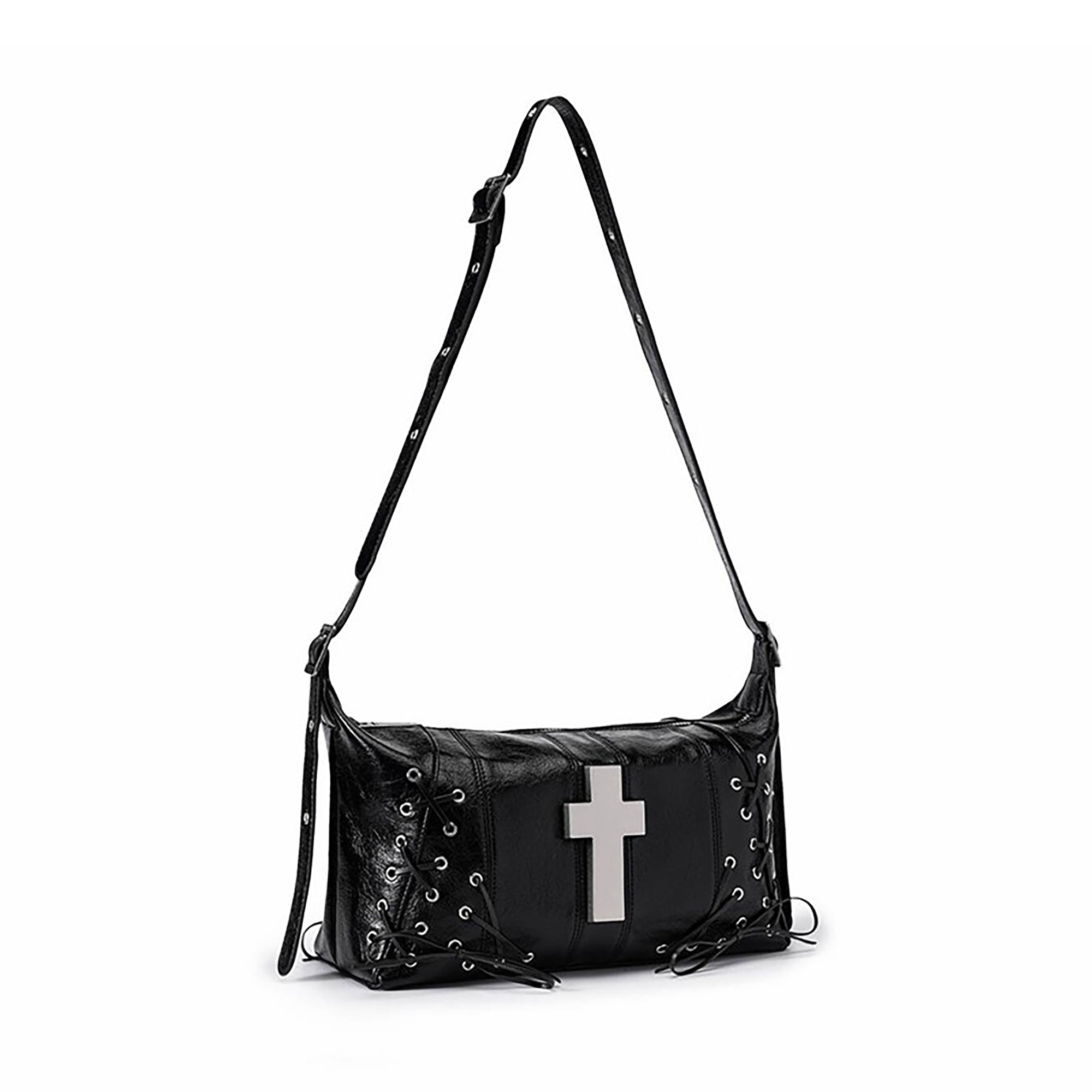 REBEL WAVE Cross Lace-Up Shoulder Bag