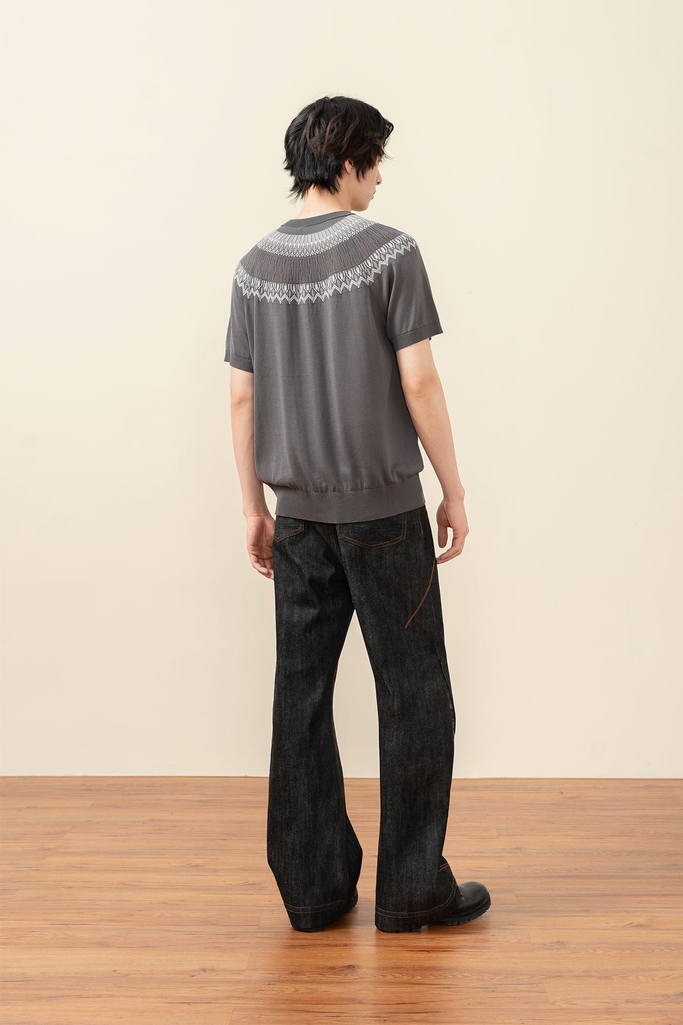 MOITIEDEPETALE Fair Isle Jacquard Tee, premium urban and streetwear designers apparel on PROJECTISR.com, MOITIEDEPETALE