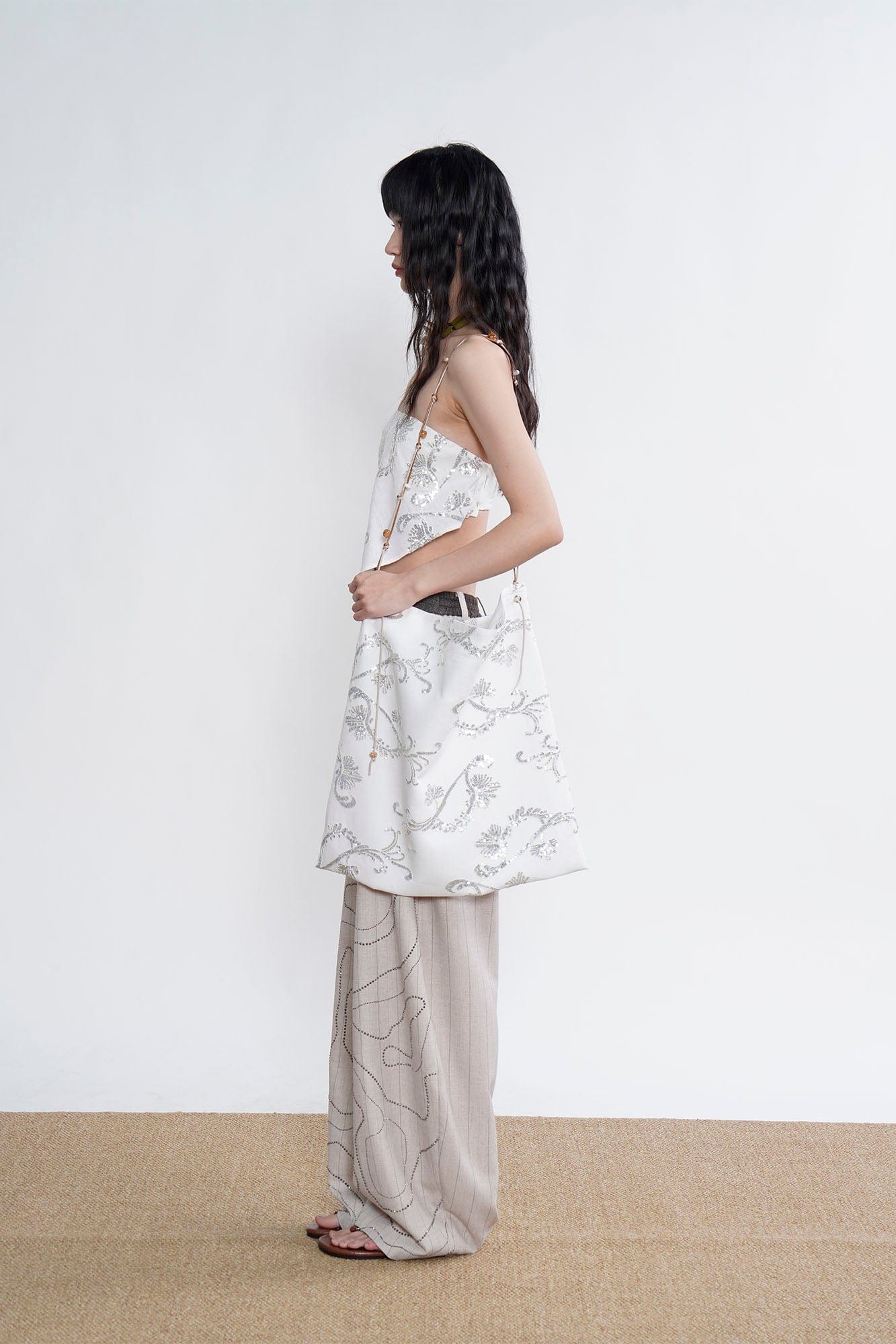 ORAL UTOPIA Ornate Sequin Embroidered Beaded Shoulder Tote Bag, premium urban and streetwear designers apparel on PROJECTISR.com, ORAL UTOPIA