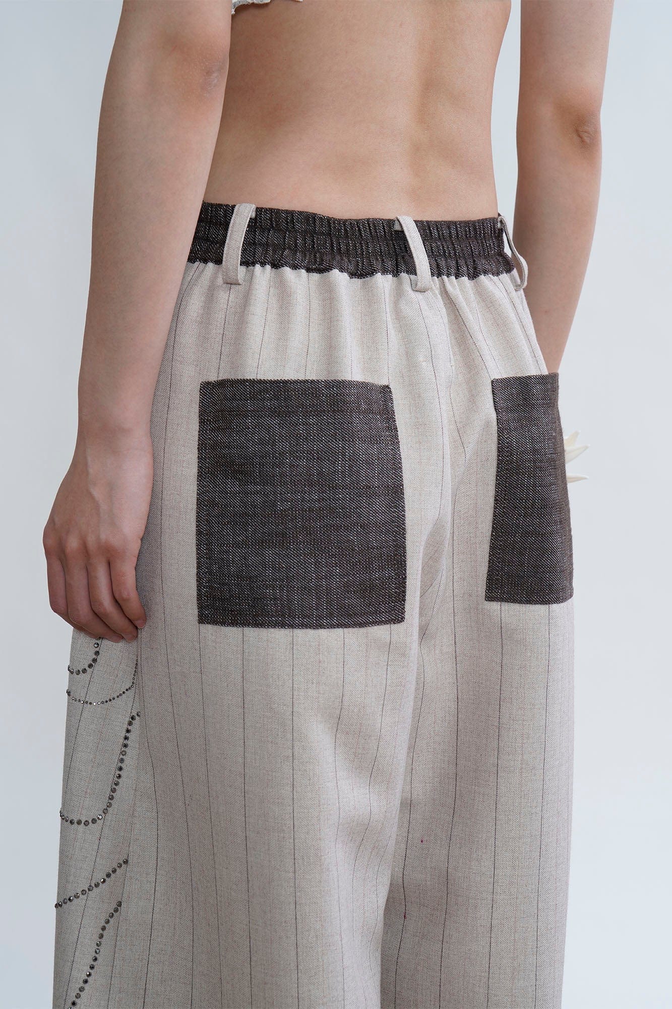 ORAL UTOPIA Topographic Studded Panel Pocket Wide-Leg Pants, premium urban and streetwear designers apparel on PROJECTISR.com, ORAL UTOPIA