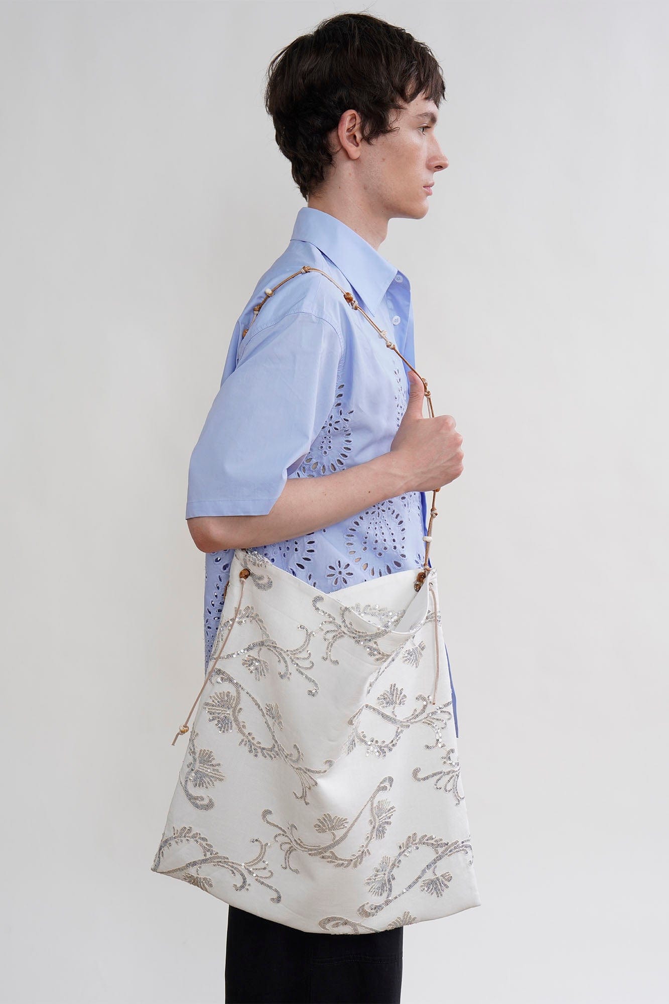 ORAL UTOPIA Ornate Sequin Embroidered Beaded Shoulder Tote Bag, premium urban and streetwear designers apparel on PROJECTISR.com, ORAL UTOPIA