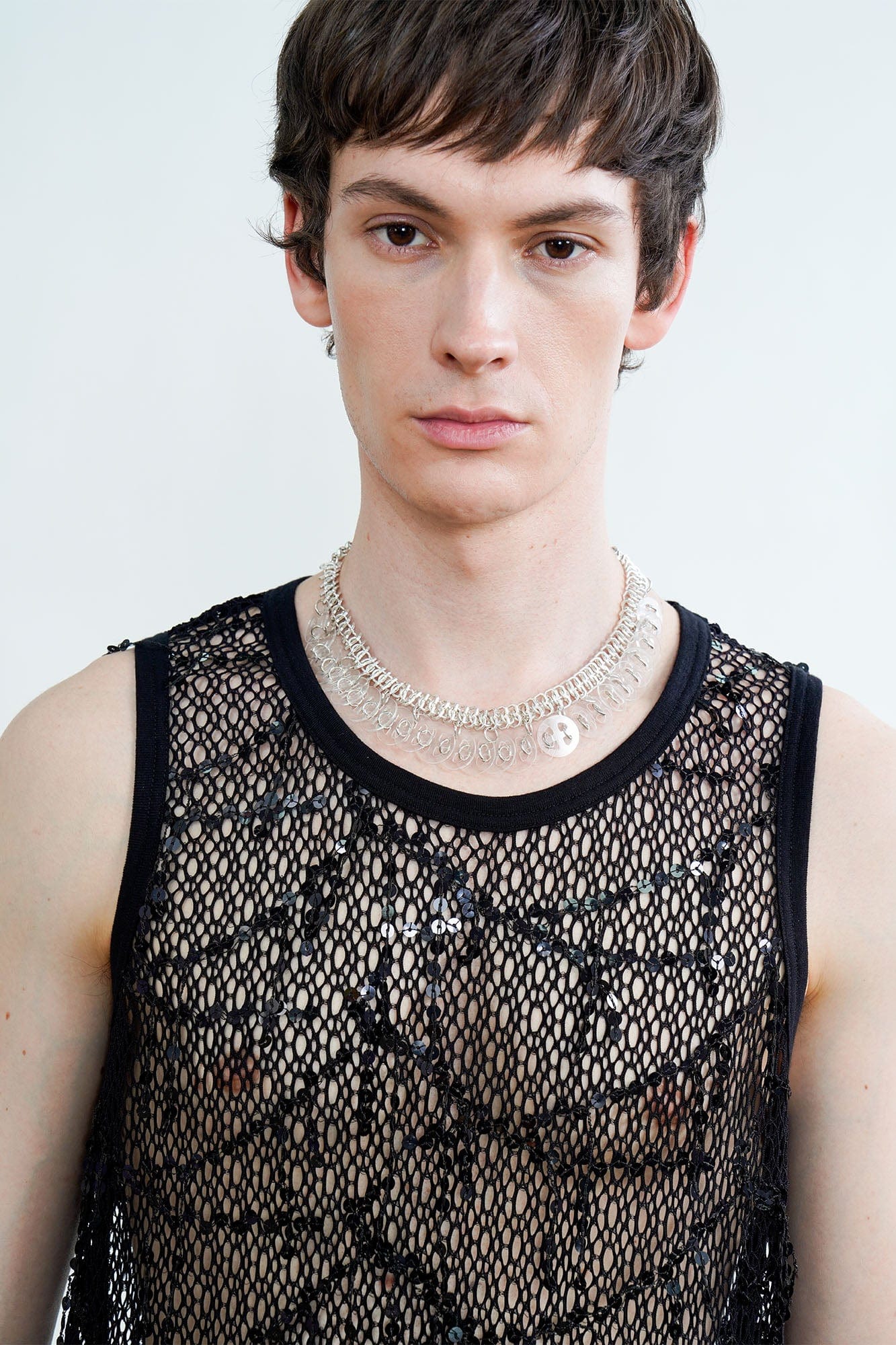 ORAL UTOPIA Fringed Sequin Fishnet Vest, premium urban and streetwear designers apparel on PROJECTISR.com, ORAL UTOPIA