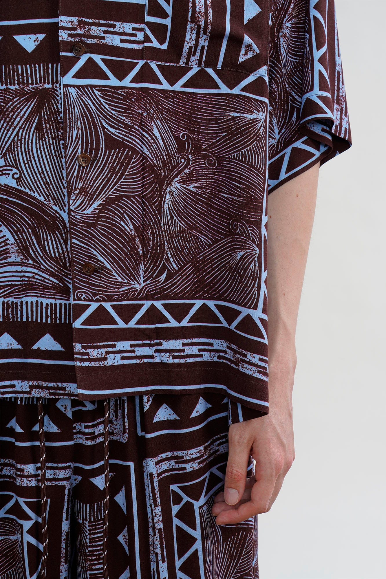 ORAL UTOPIA Paisley Carved Graphic Cuban Half Shirt, premium urban and streetwear designers apparel on PROJECTISR.com, ORAL UTOPIA