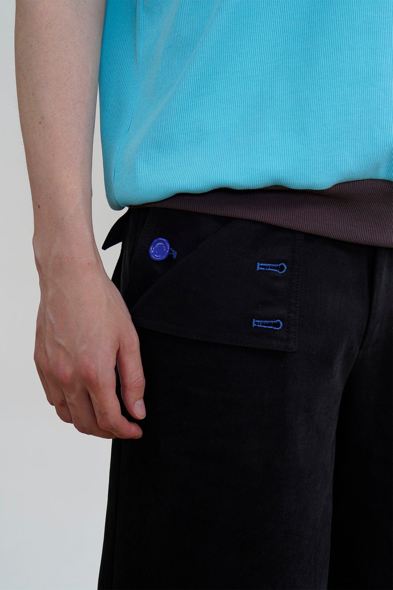 ORAL UTOPIA Contrast Stitch Flap Pocket Straight-Leg Shorts, premium urban and streetwear designers apparel on PROJECTISR.com, ORAL UTOPIA