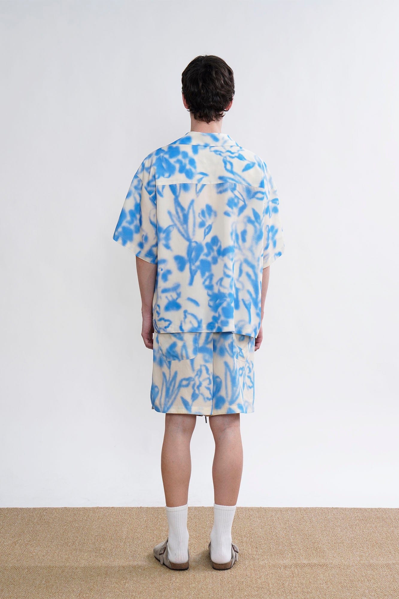 ORAL UTOPIA Airbrushed Floral Tencel Drawstring Shorts, premium urban and streetwear designers apparel on PROJECTISR.com, ORAL UTOPIA