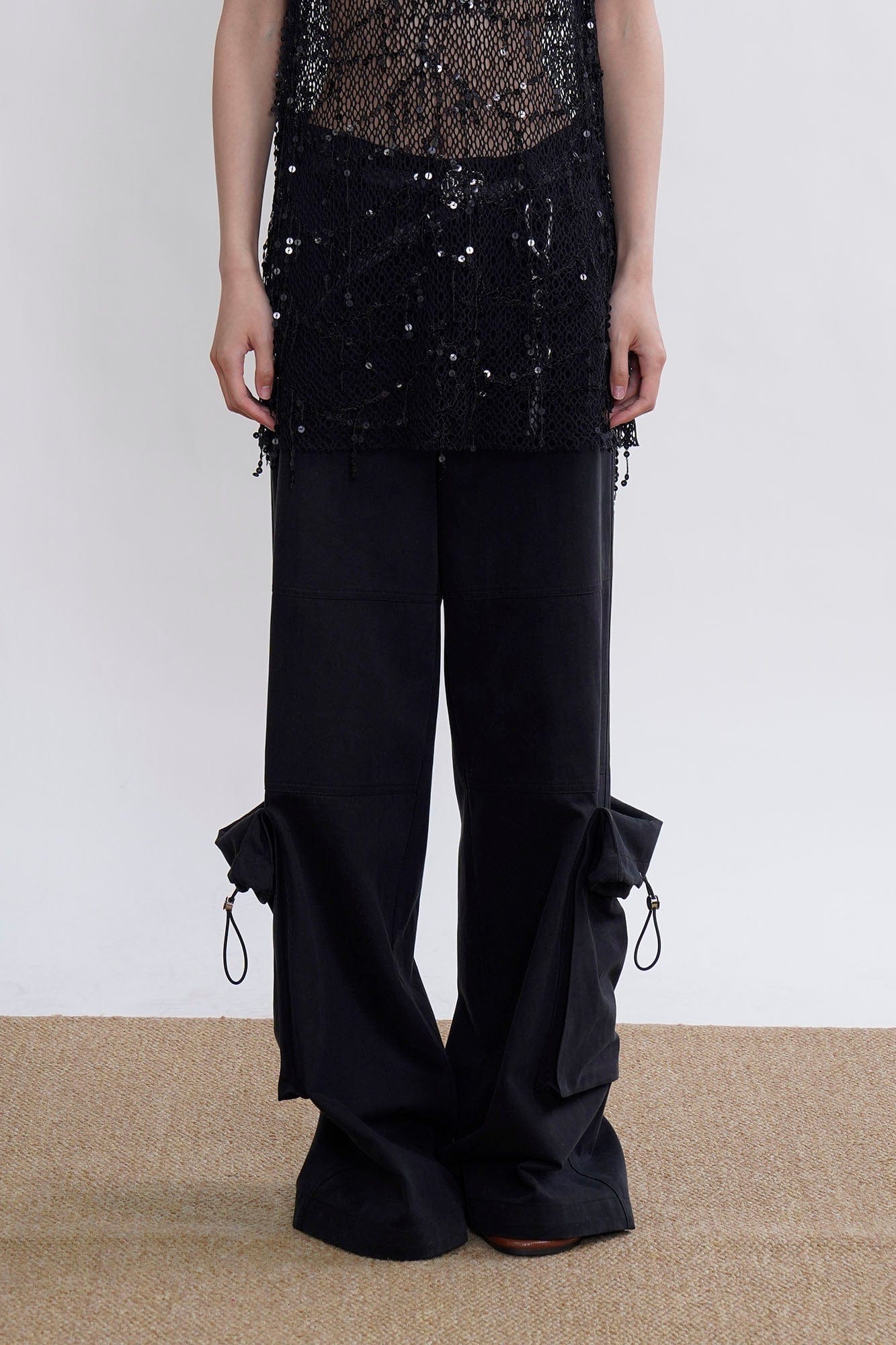 ORAL UTOPIA Utility Drawcord Pocket Wide-Leg Pants, premium urban and streetwear designers apparel on PROJECTISR.com, ORAL UTOPIA