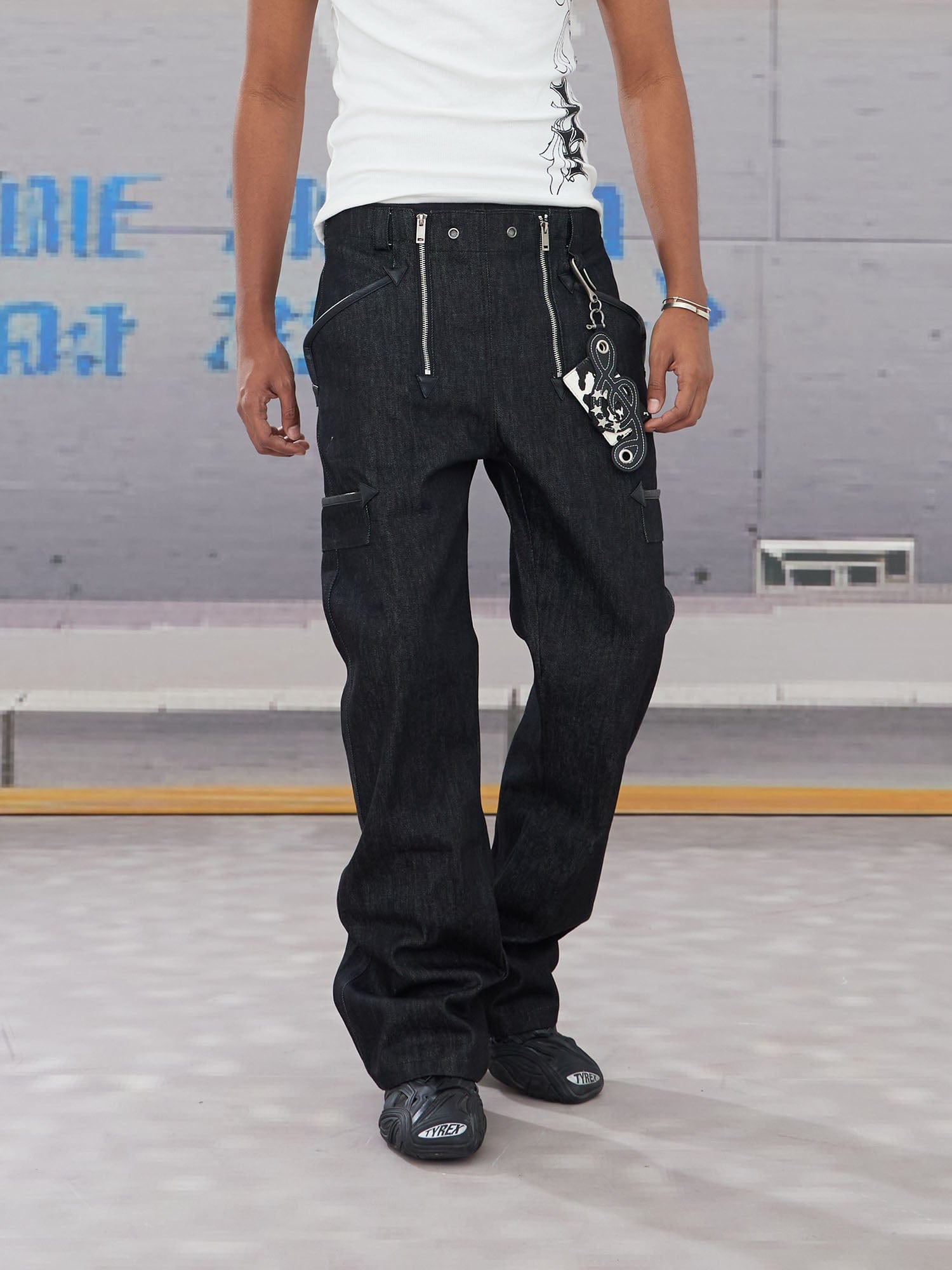 DND4DES Double-Zipper Multi-Pocket Raw Jeans, premium urban and streetwear designers apparel on PROJECTISR.com, DND4DES