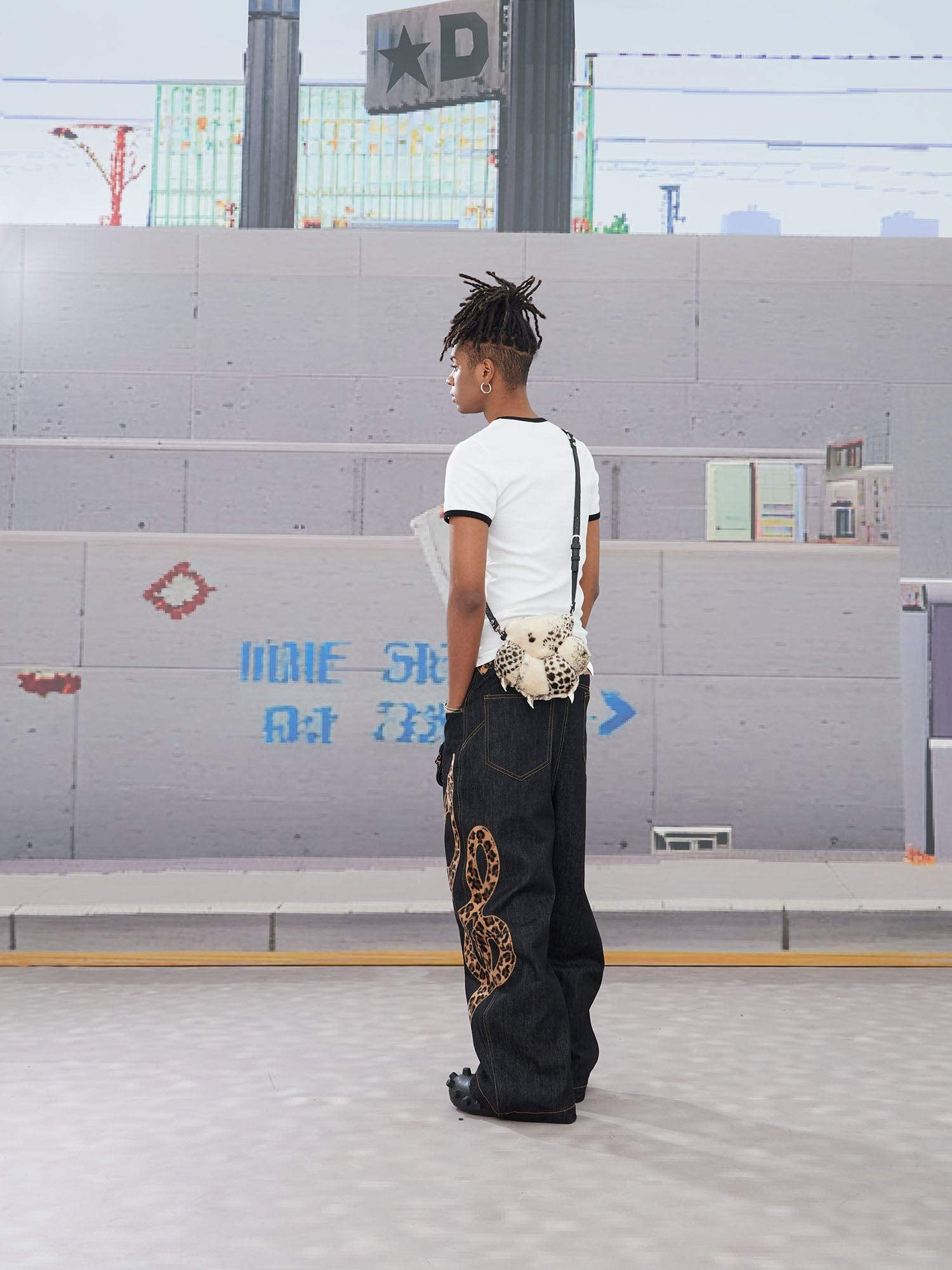 DND4DES Leopard Music Note Patch Baggy Jeans, premium urban and streetwear designers apparel on PROJECTISR.com, DND4DES