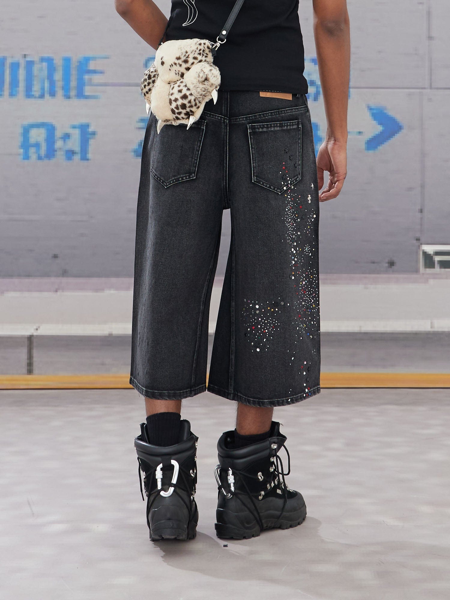 DND4DES Diamond Washed Spliced Oversized Shorts