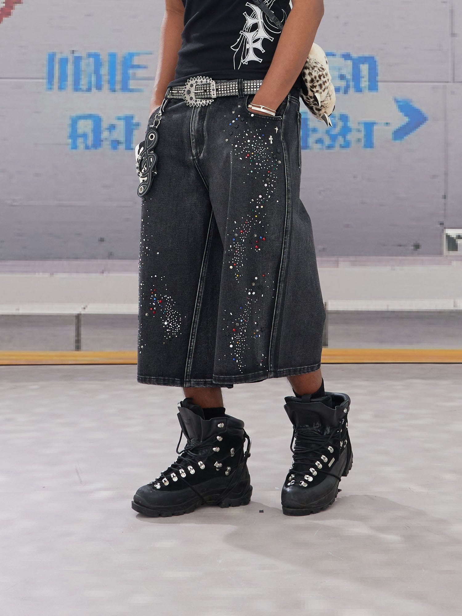 DND4DES Diamond Washed Spliced Oversized Shorts