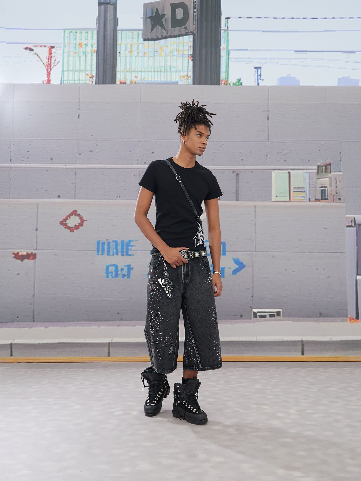 DND4DES Diamond Washed Spliced Oversized Shorts