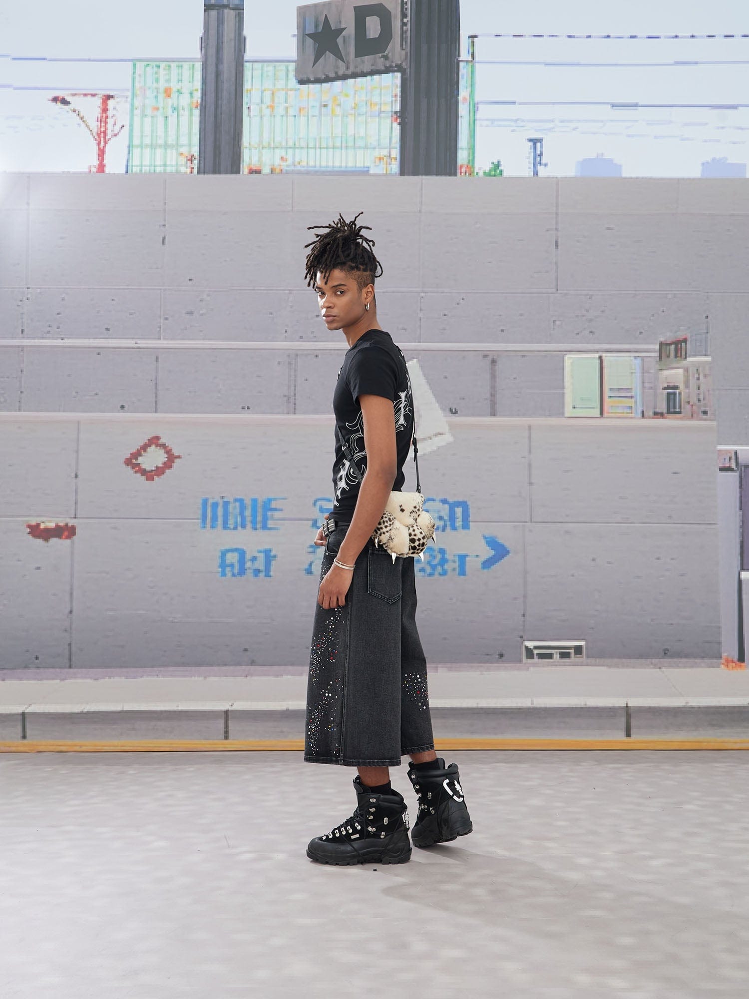 DND4DES Diamond Washed Spliced Oversized Shorts