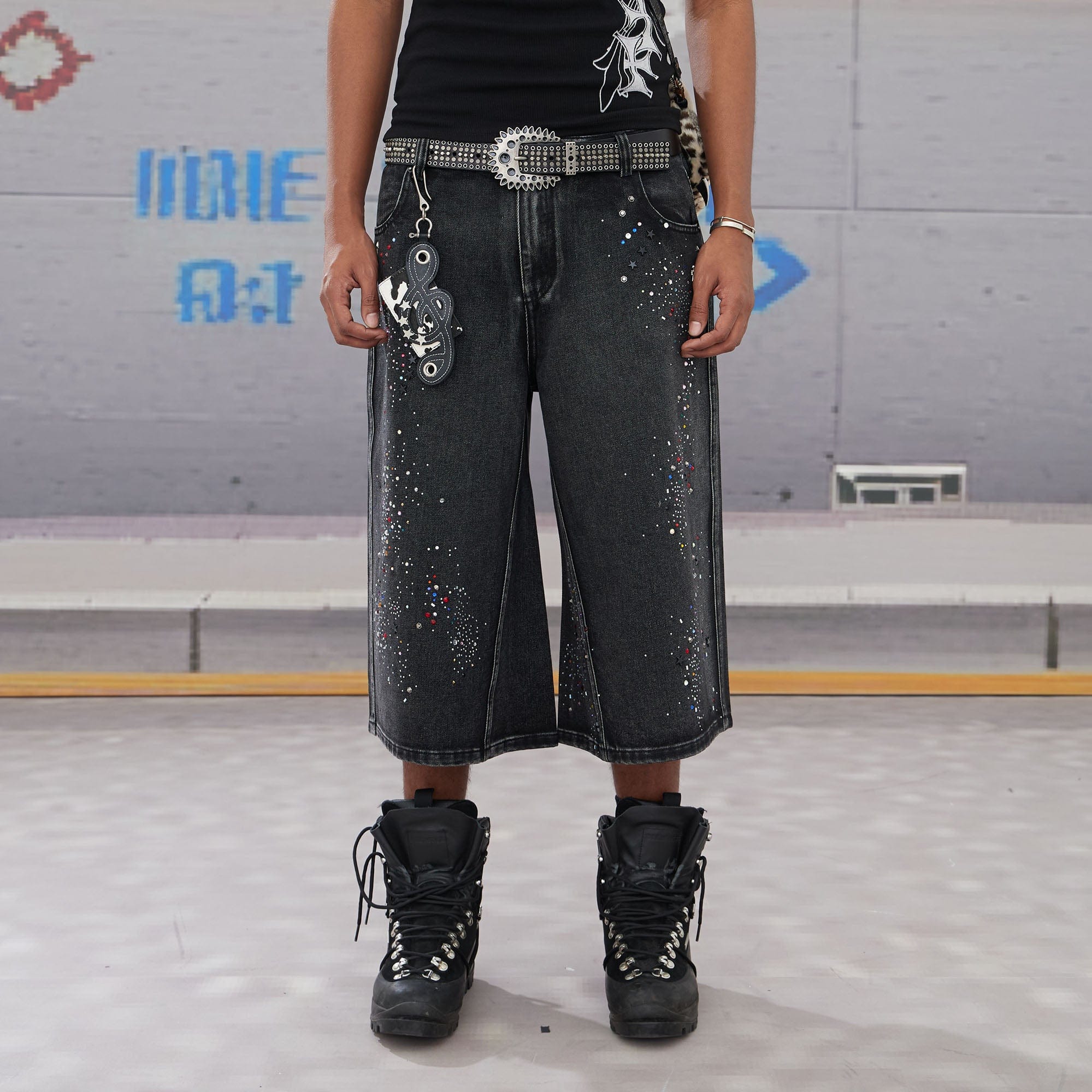 DND4DES Diamond Washed Spliced Oversized Shorts