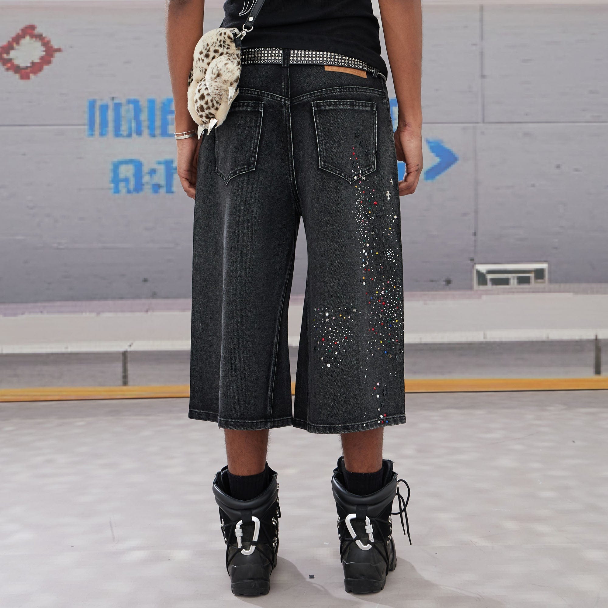 DND4DES Diamond Washed Spliced Oversized Shorts
