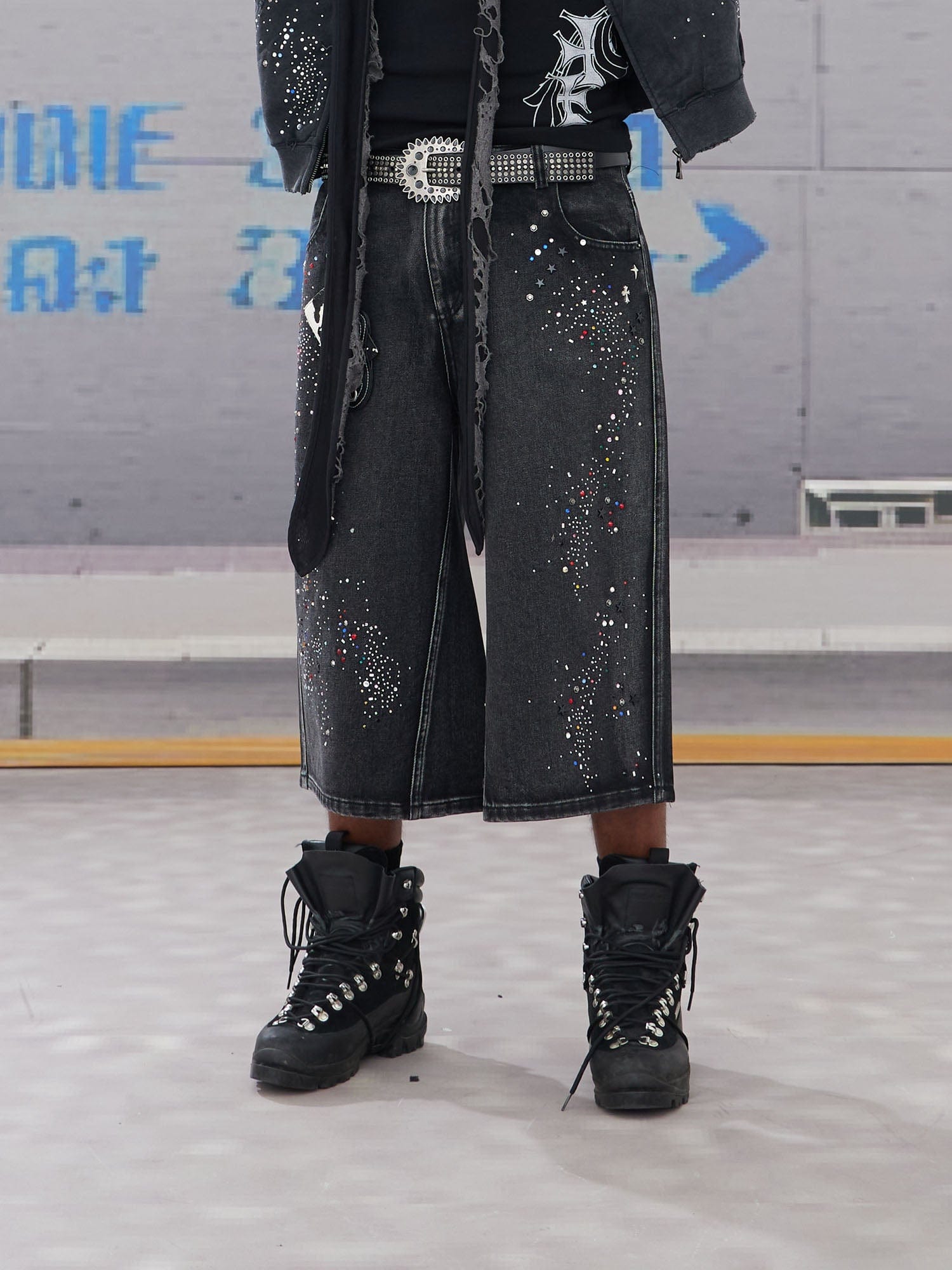DND4DES Diamond Washed Spliced Oversized Shorts