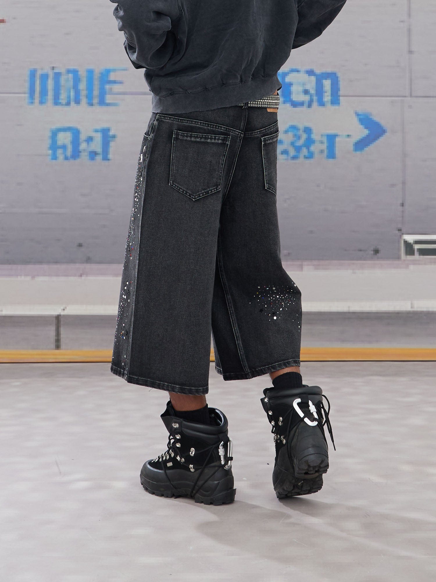 DND4DES Diamond Washed Spliced Oversized Shorts