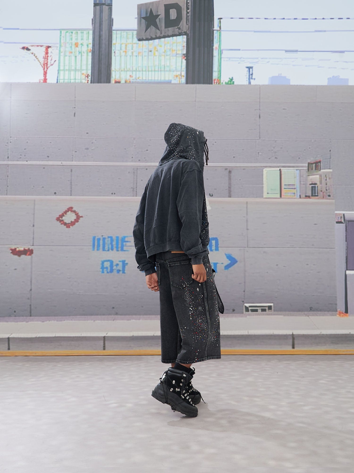 DND4DES Diamond Washed Spliced Oversized Shorts