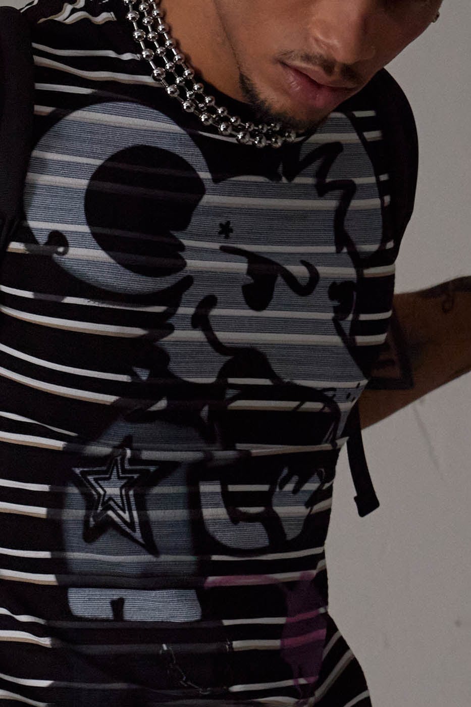DND4DES The Rat Graffiti Striped T-Shirt, premium urban and streetwear designers apparel on PROJECTISR.com, DND4DES