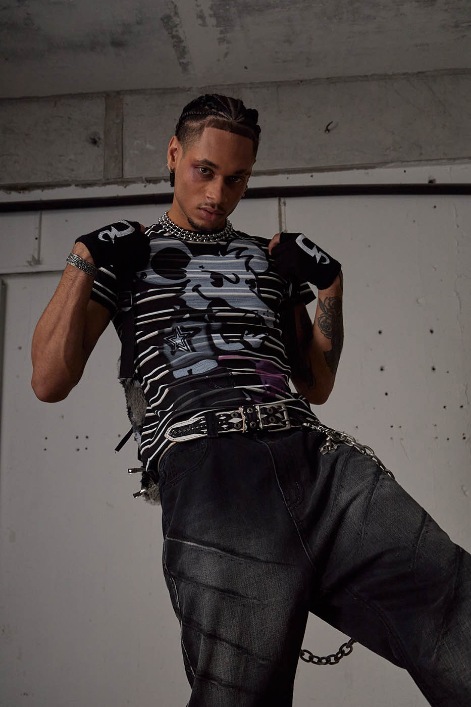 DND4DES The Rat Graffiti Striped T-Shirt, premium urban and streetwear designers apparel on PROJECTISR.com, DND4DES