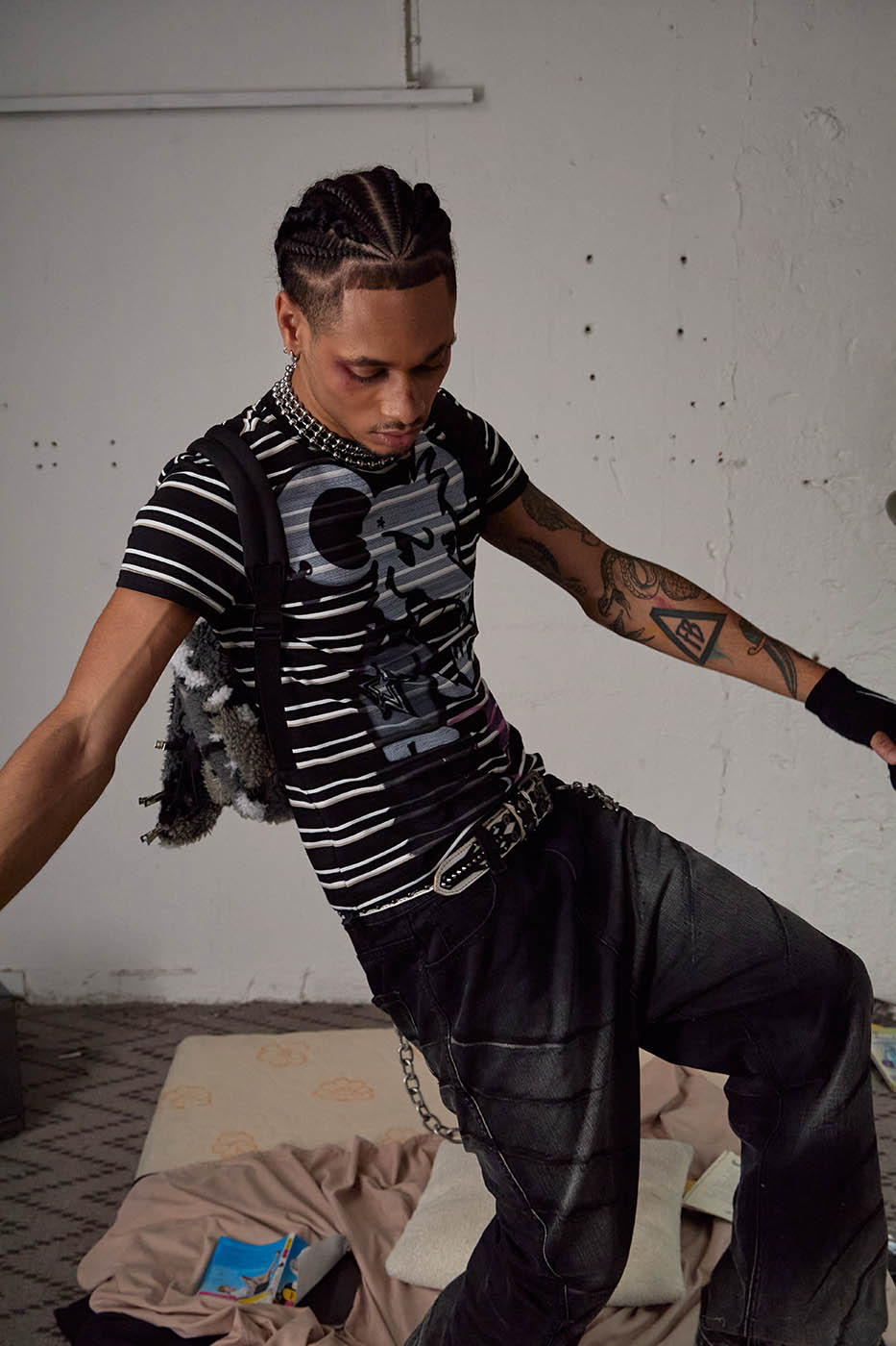 DND4DES The Rat Graffiti Striped T-Shirt, premium urban and streetwear designers apparel on PROJECTISR.com, DND4DES