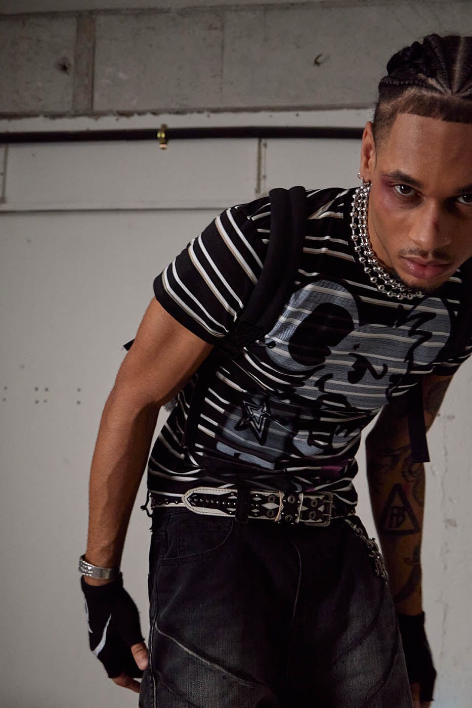 DND4DES The Rat Graffiti Striped T-Shirt, premium urban and streetwear designers apparel on PROJECTISR.com, DND4DES