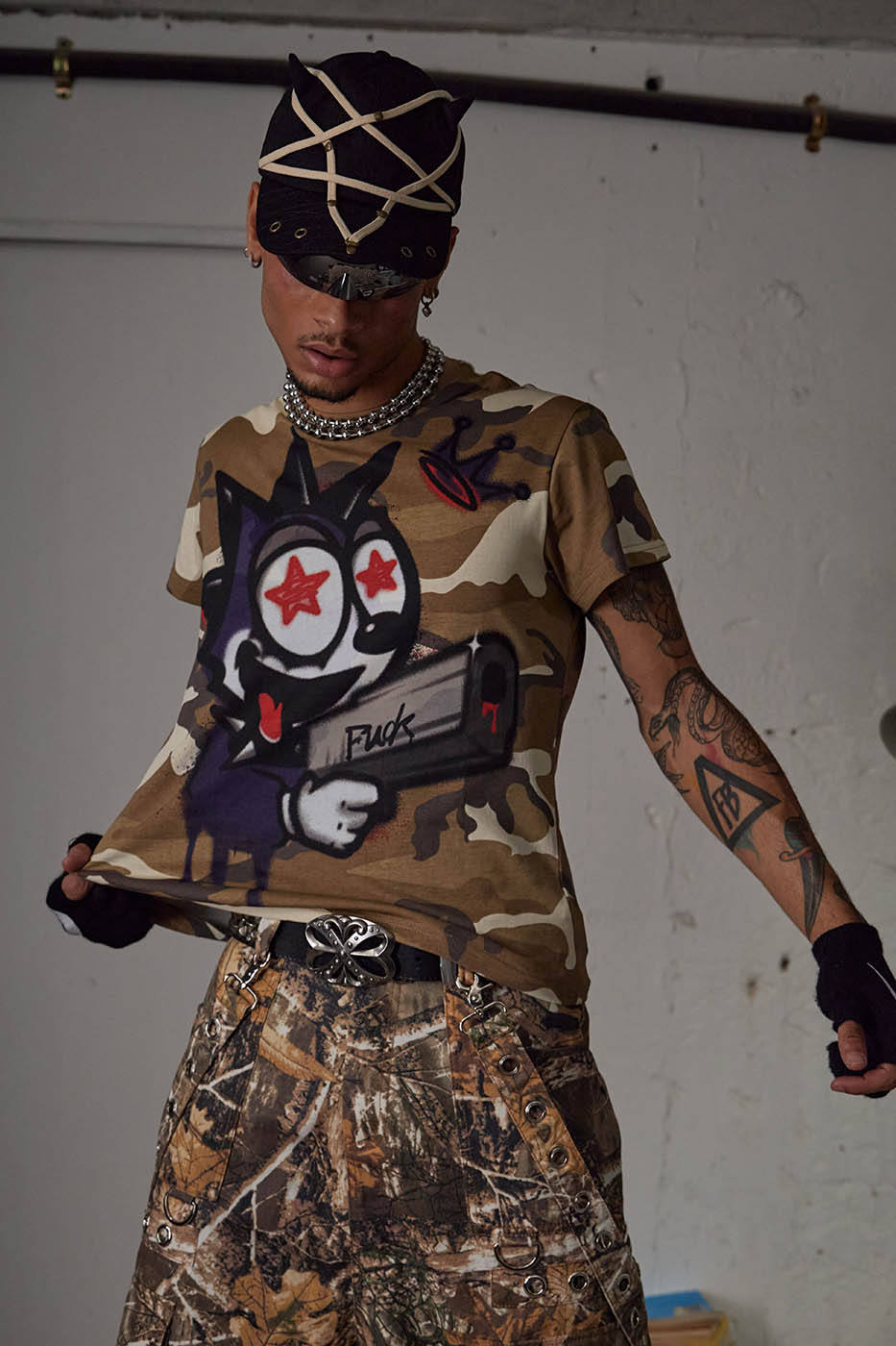 DND4DES Felix Camo Graffiti T-Shirt, premium urban and streetwear designers apparel on PROJECTISR.com, DND4DES