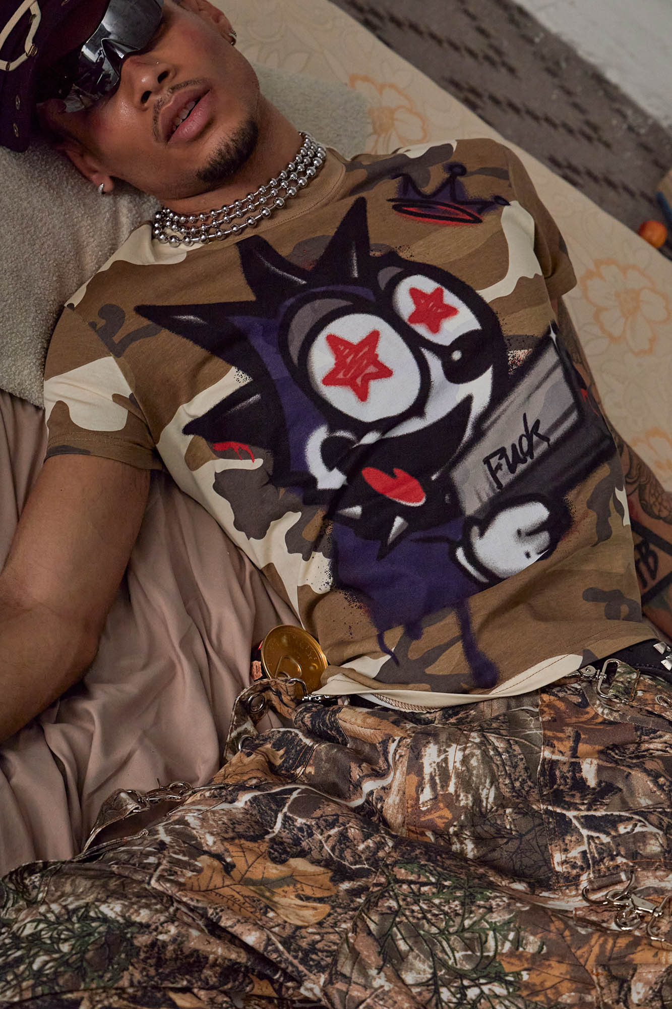 DND4DES Felix Camo Graffiti T-Shirt, premium urban and streetwear designers apparel on PROJECTISR.com, DND4DES